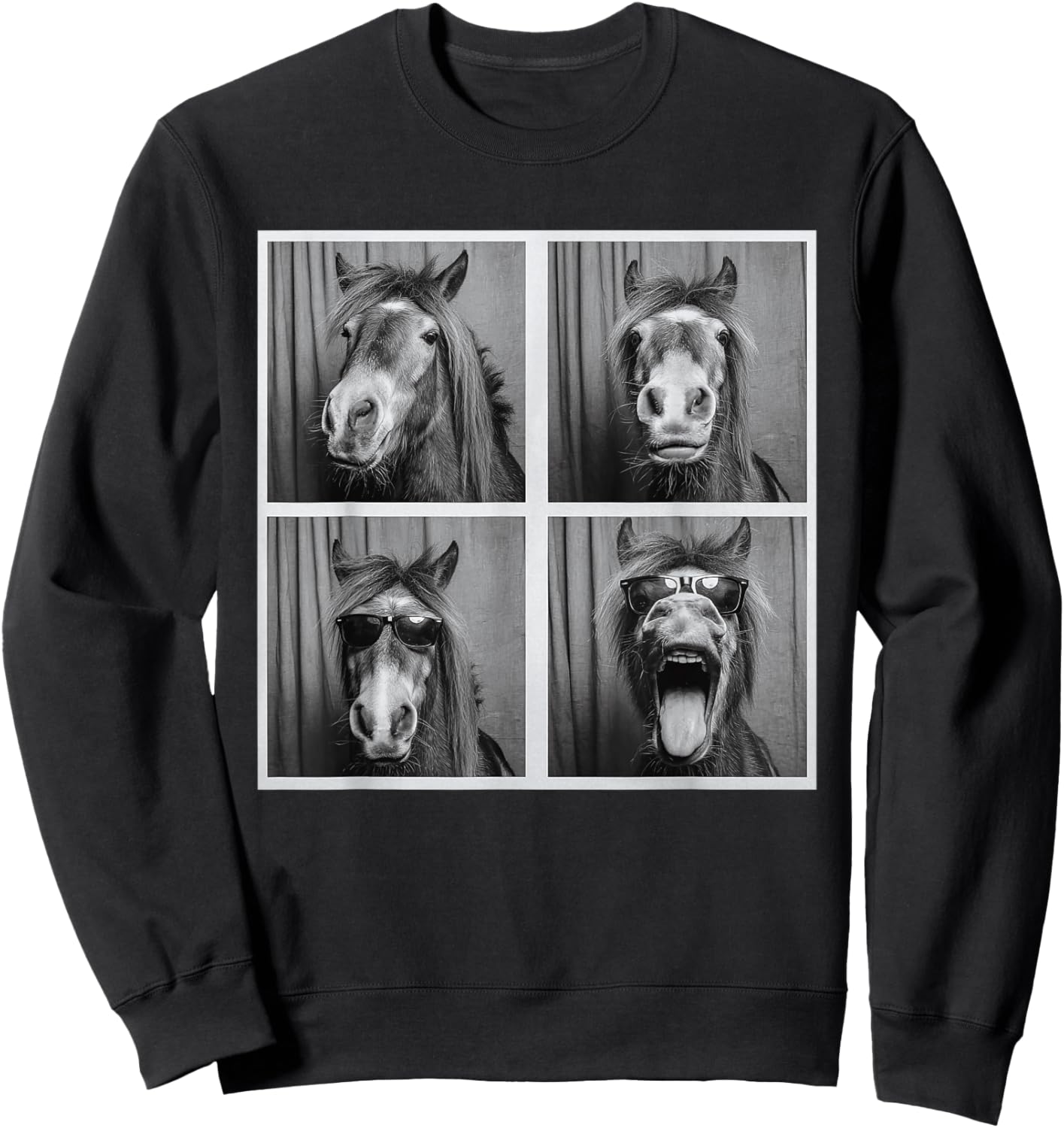 Funny Horse Sunglasses Sweatshirt - Sweatshirt | Black
