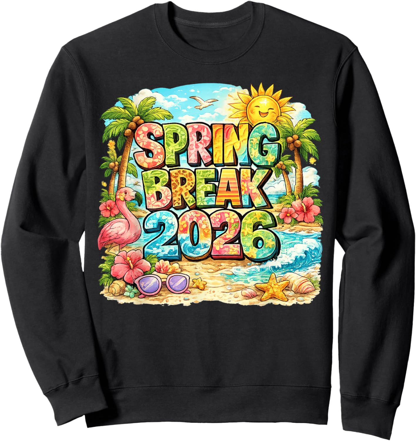 Spring Break 2026 Matching Family Group Vacation Trip Sweatshirt - Sweatshirt | Black