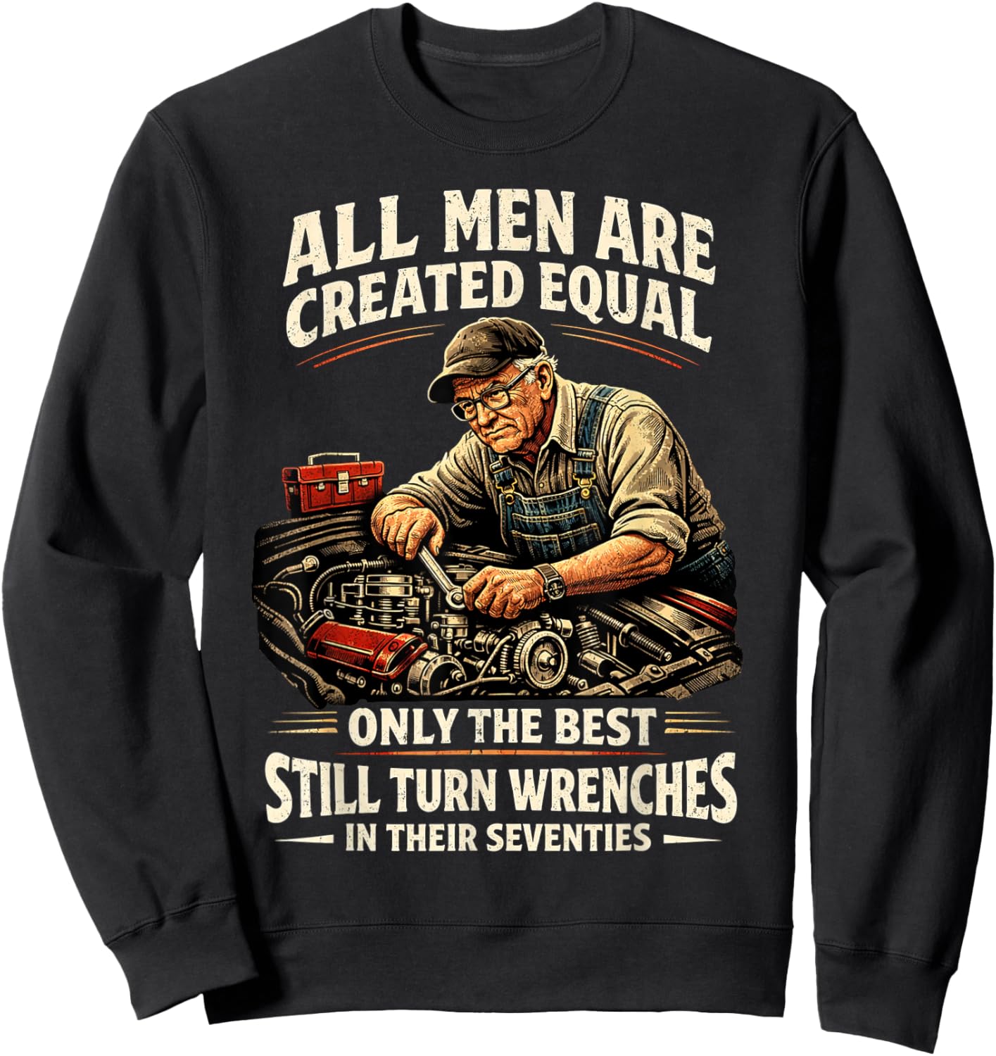 70th Birthday Turn Wrenches Vintage Mechanic Seventies Sweatshirt - Sweatshirt | Black