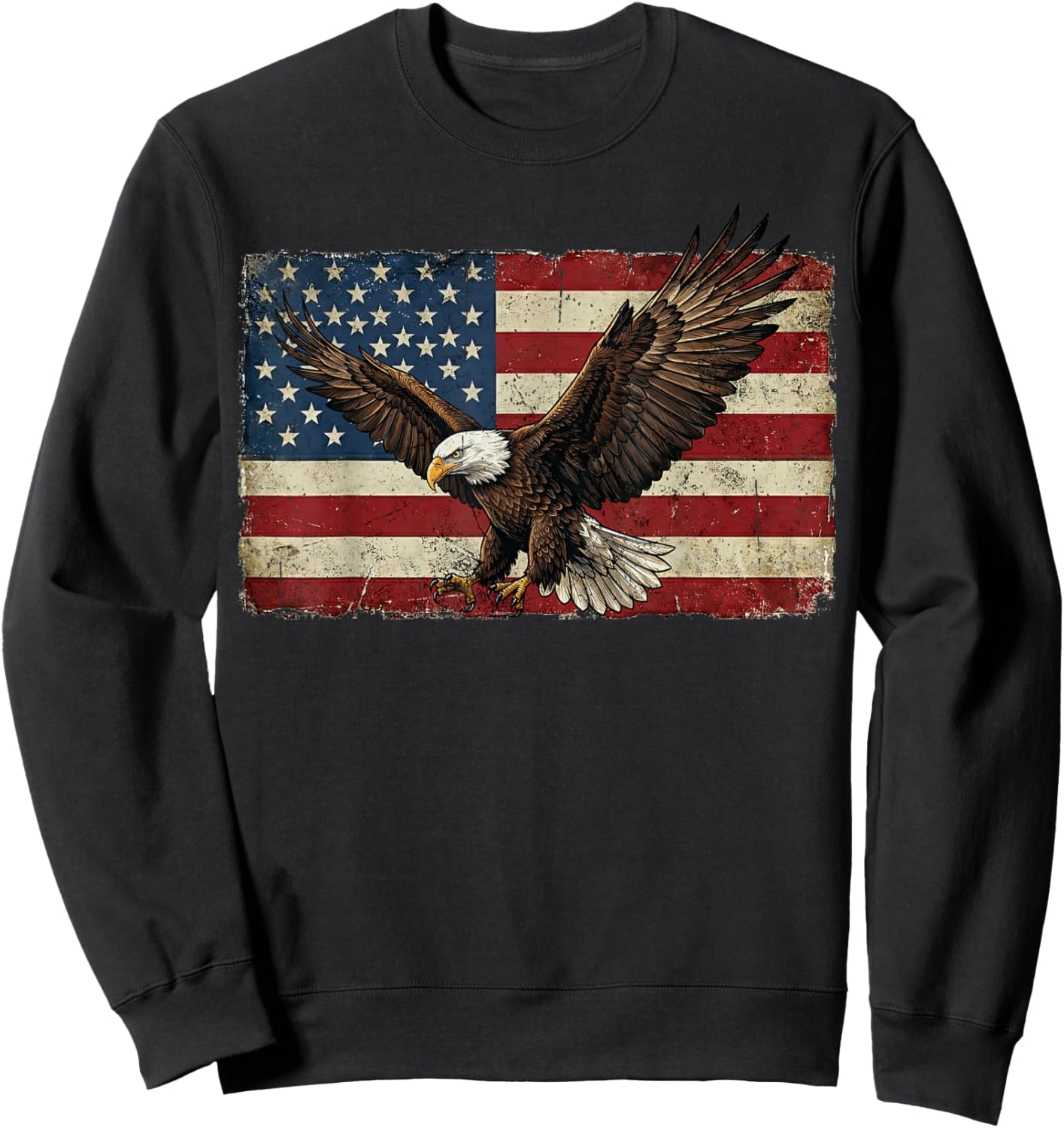Eagle & Flag American Patriotic USA America 4th of July Sweatshirt - Sweatshirt | Black