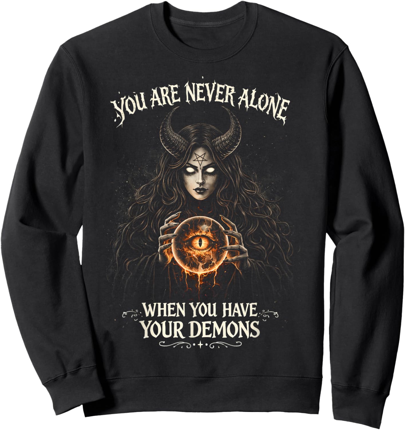 Satanic Gothic Demon with Dark Humor - Dark Fantasy Sweatshirt - Sweatshirt | Black