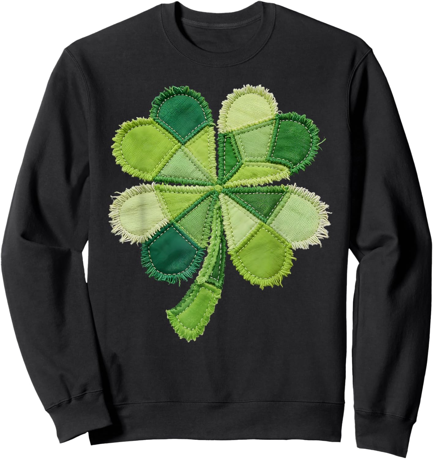Happy St.Patrick's Day Lucky Shamrock Irish Ireland Crochet Sweatshirt - Sweatshirt | Black
