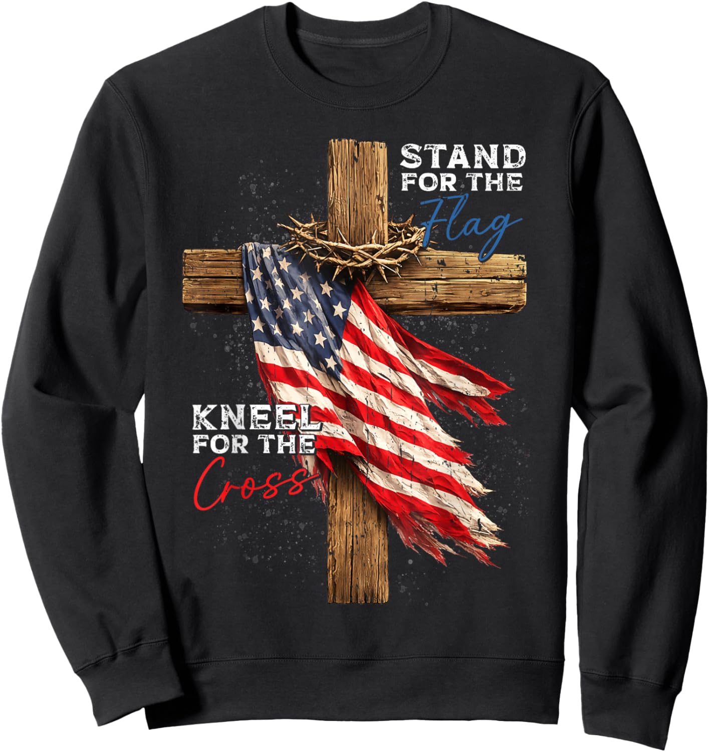USA Flag Religious 4th of July Christian Faith Men Women Sweatshirt - Sweatshirt | Black