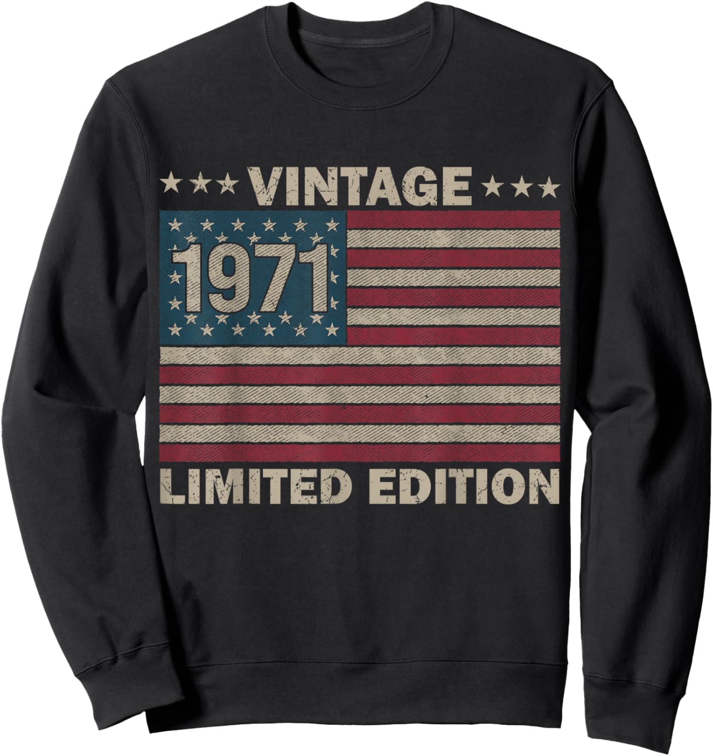 US Flag 55 Birthday American USA Men 55yr 1971 55th Birthday Sweatshirt - Sweatshirt | Black