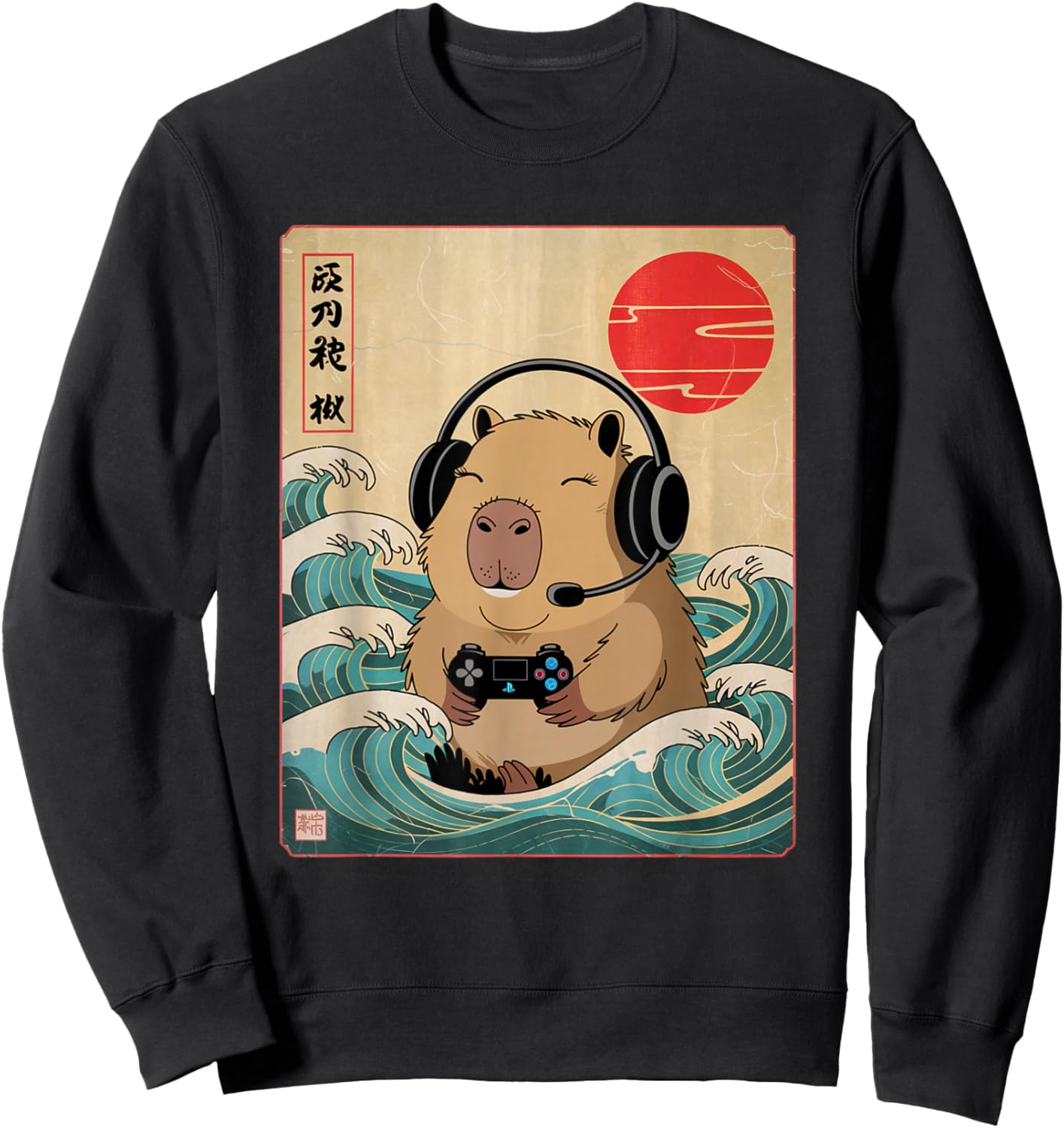Anime Gamer Capybara Japanese Art Gaming Gifts Men Boys Teen Sweatshirt - Sweatshirt | Black