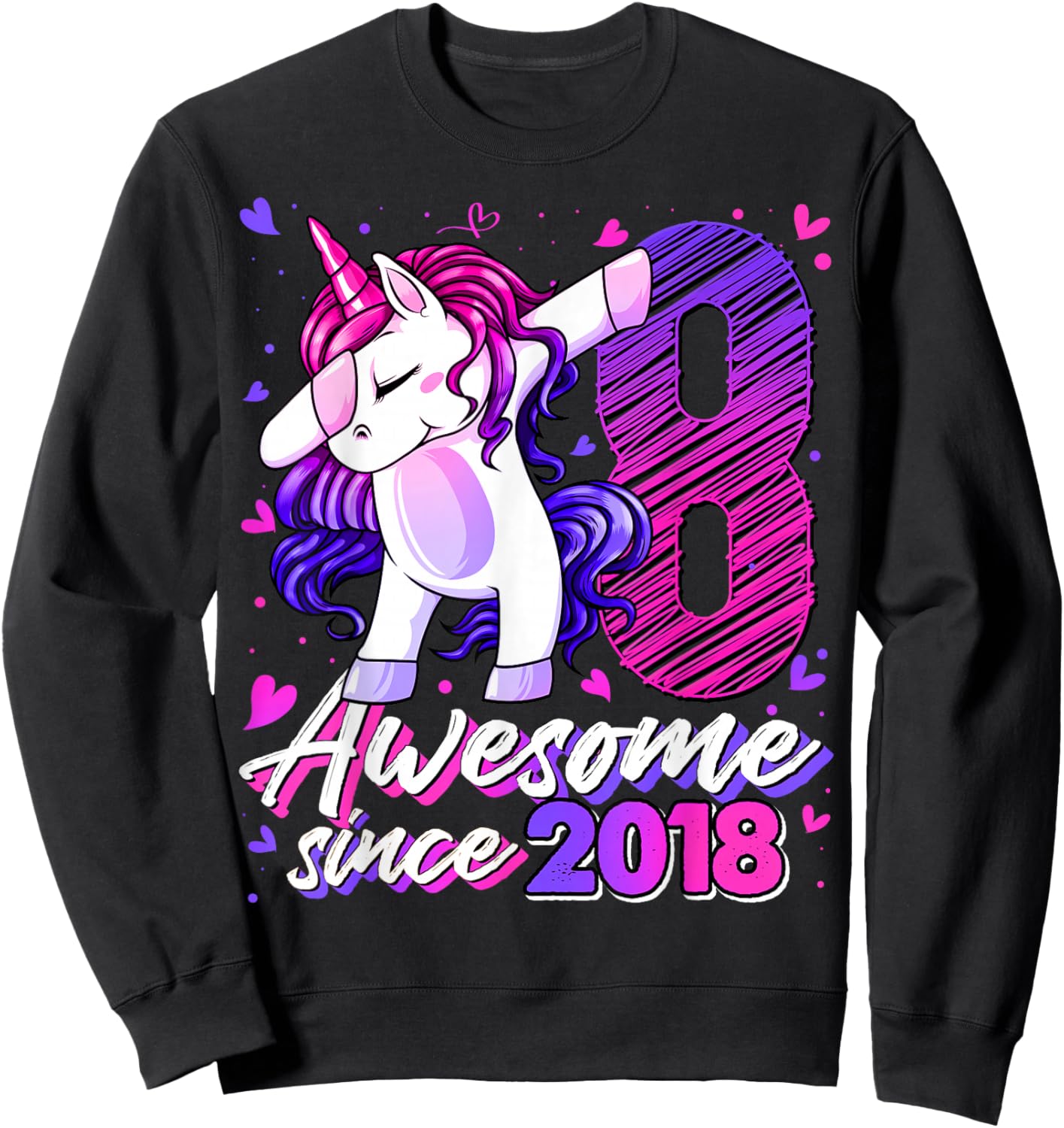 8th Birthday Shirt Girl 8 Year Old Gifts 8 Birthday Girl Sweatshirt - Sweatshirt | Black