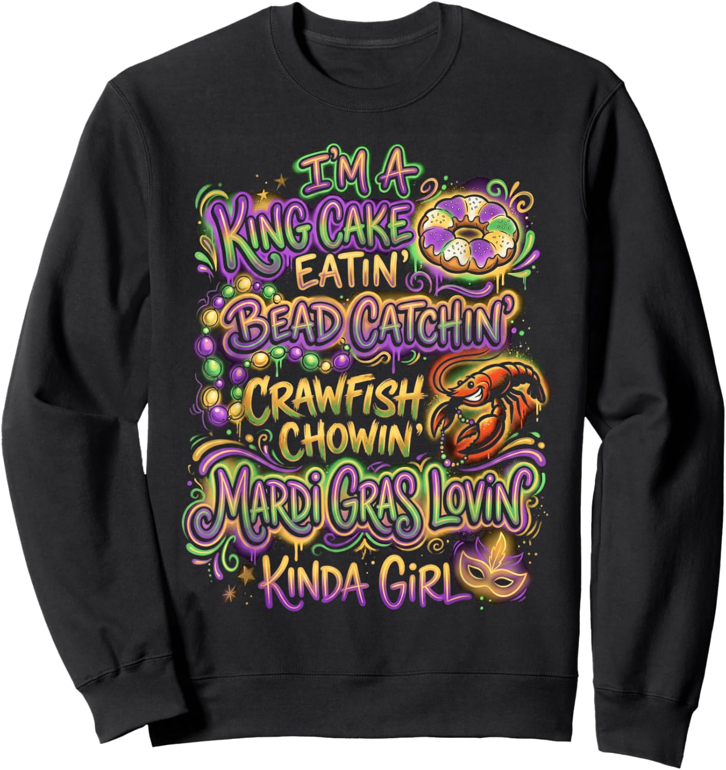 Beads Crawfish Parade Carnival Sweatshirt - Sweatshirt | Black