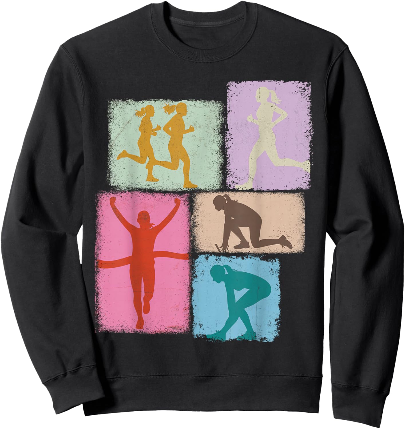 Running Collage Runner Women Coach Marathoner Run Mom Sweatshirt - Sweatshirt | Black