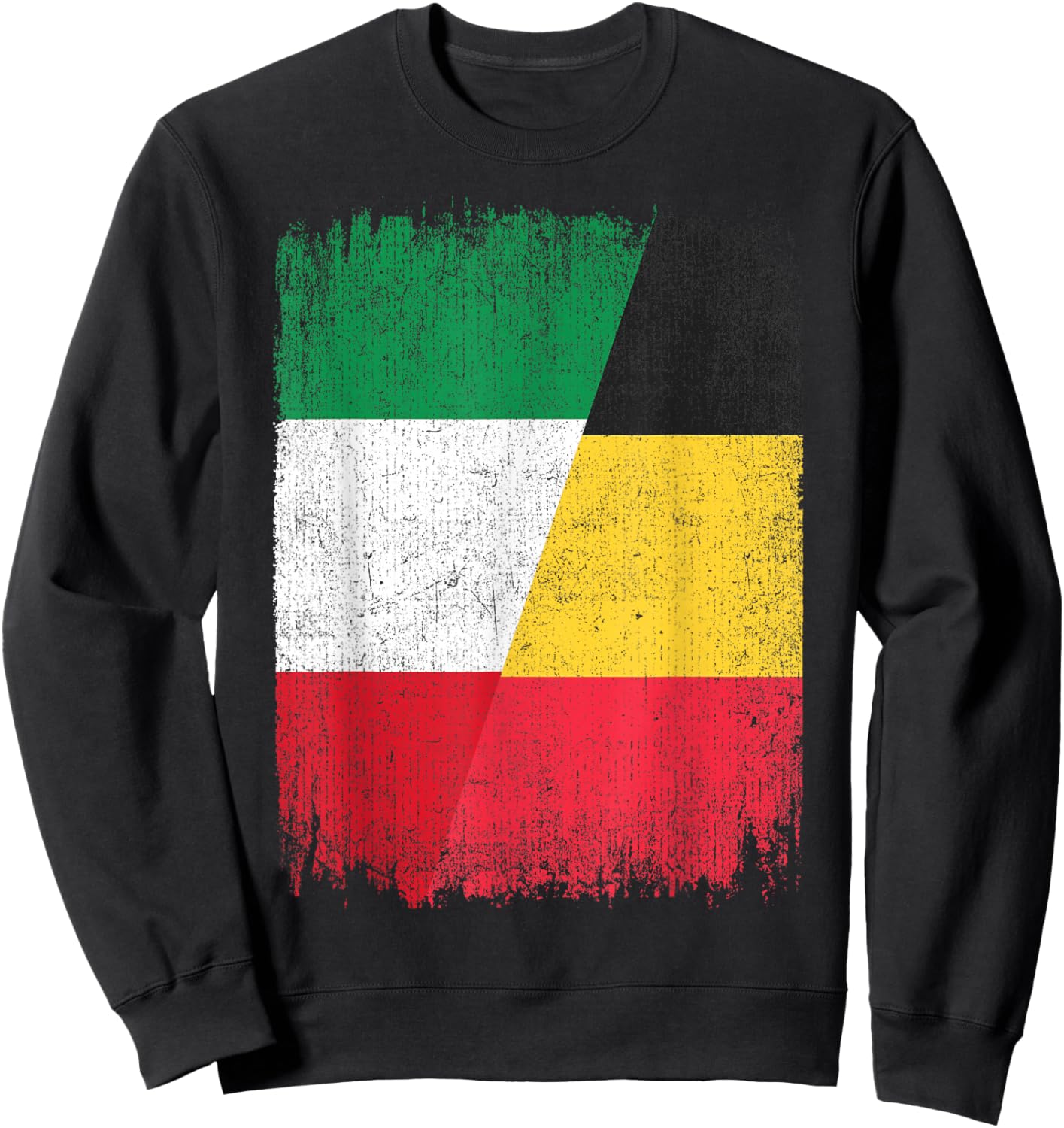 Half Italy Belgium Flag Italian Belgian Pride Roots Sweatshirt - Sweatshirt | Black