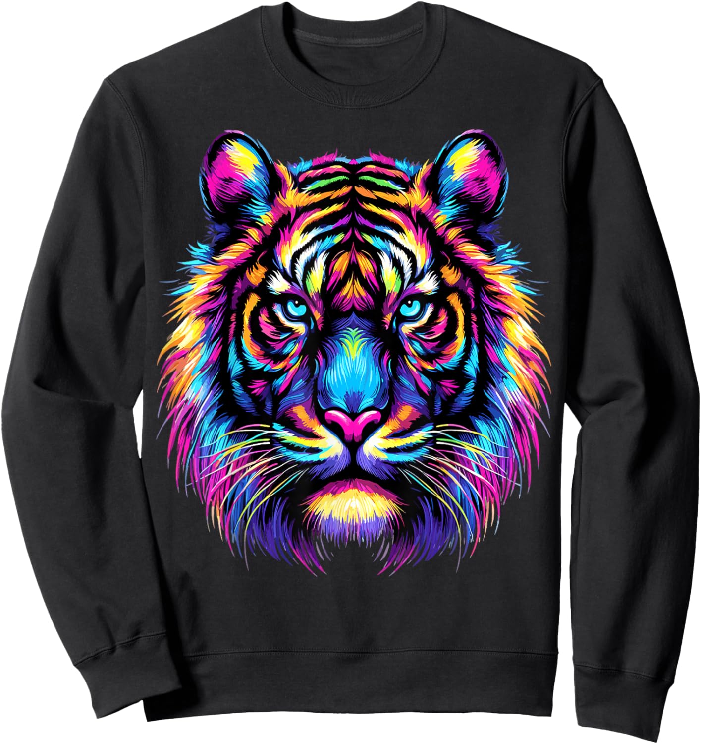 Colorful Tiger Head Sweatshirt - Sweatshirt | Black