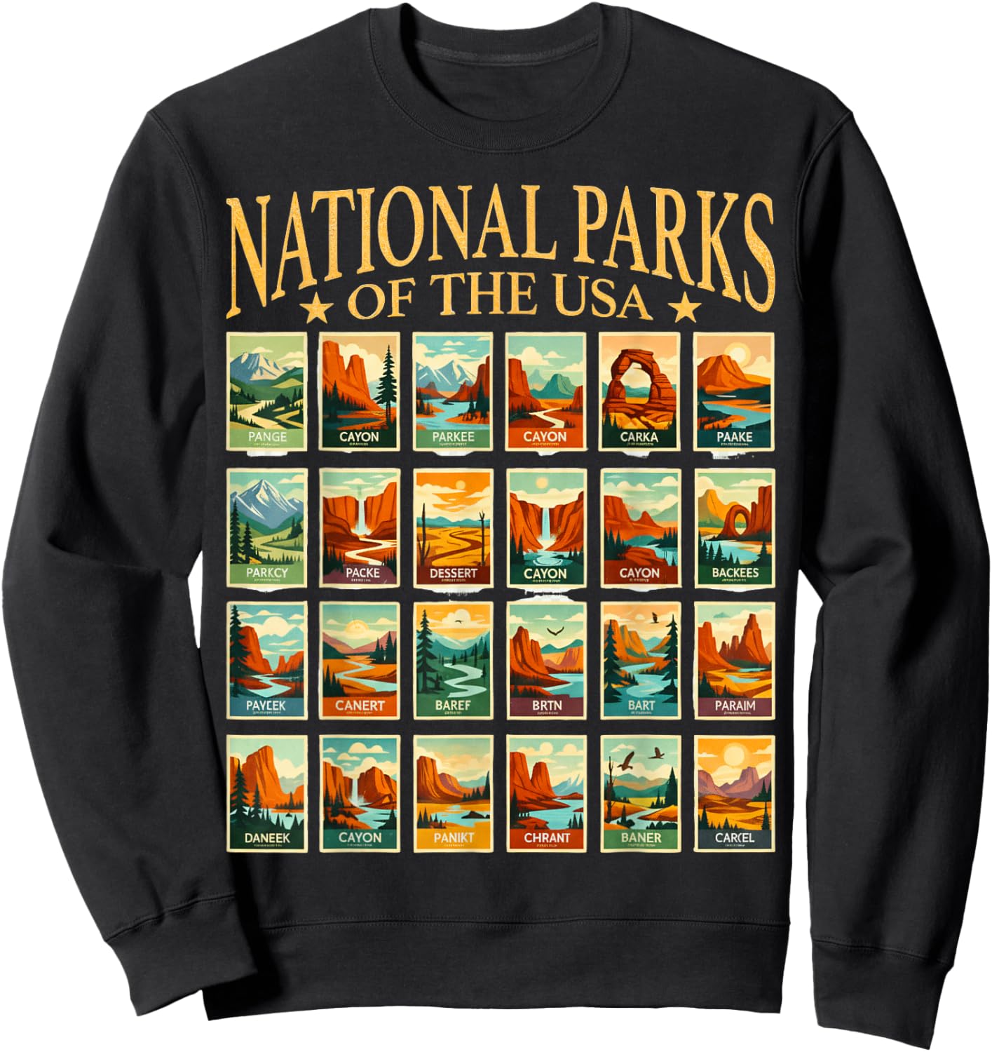 American National Park USA List of National Park Checklist Sweatshirt - Sweatshirt | Black