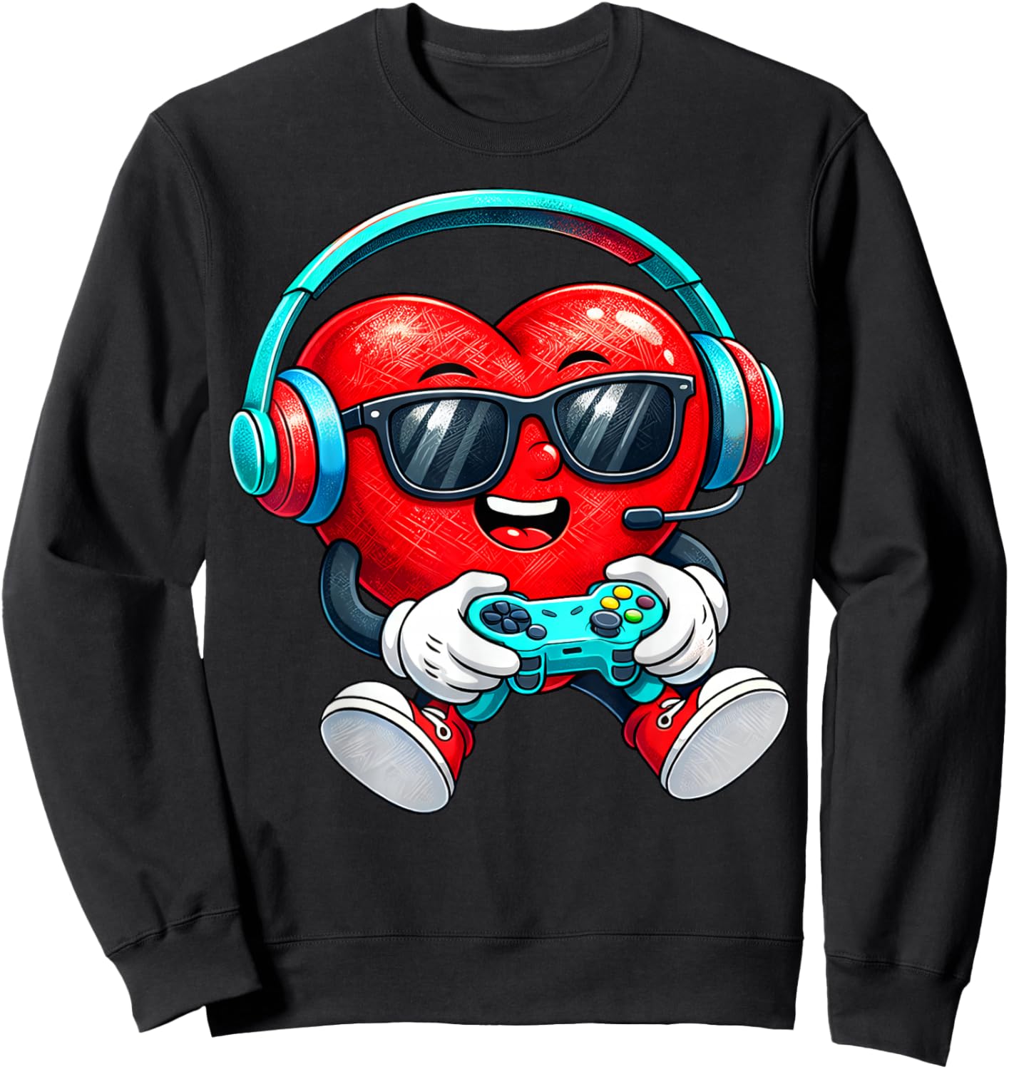 Valentines Day Gamer Heart Gaming Boys Kids Men Youth Teen Sweatshirt - Sweatshirt | Black