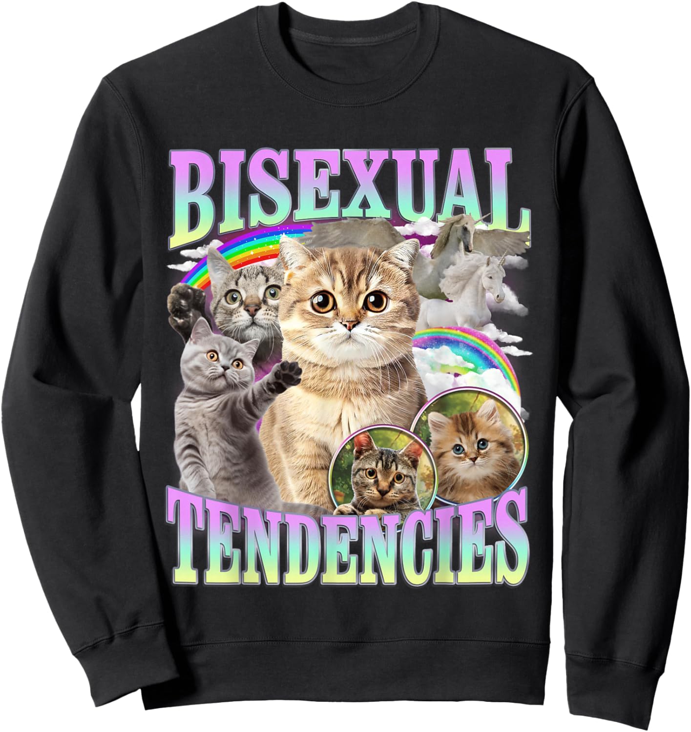 Bisexual Tendencies Funny Cat Meme Inappropriate LGBTQ Sweatshirt - Sweatshirt | Black