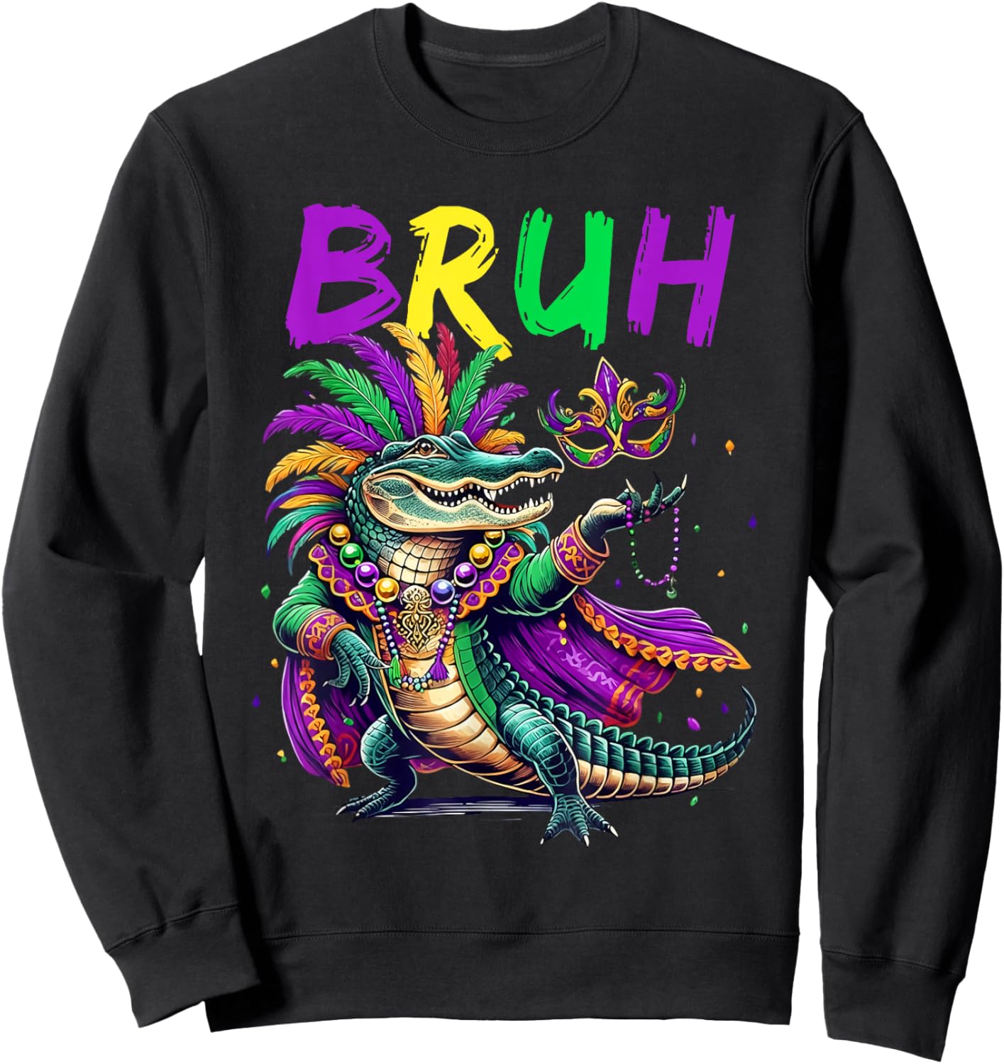 Mardigator Alligator Bruh Mardi Gras Costume Teens Boys Kids Sweatshirt - Sweatshirt | Black