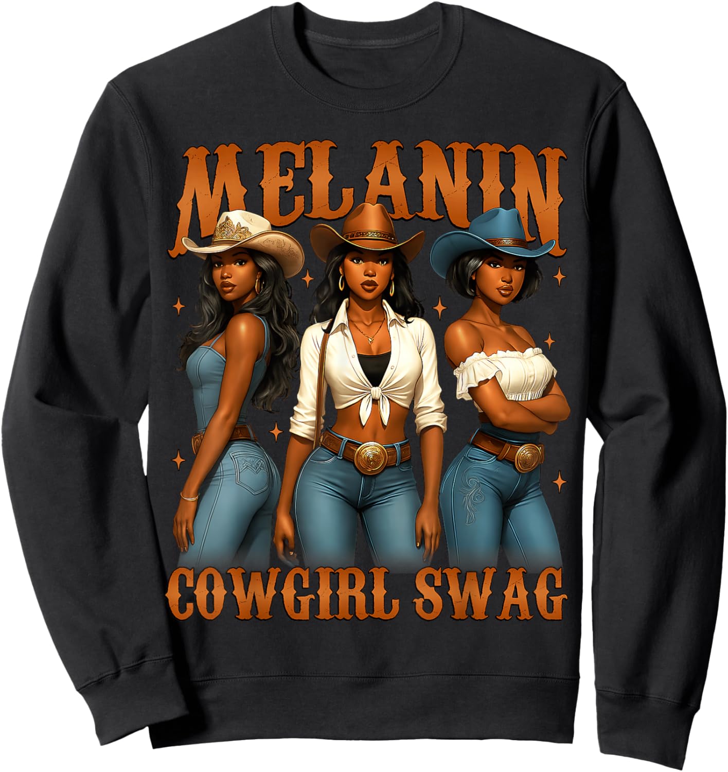 Melanin Cowgirls Swag Black History Month African Women Girl Sweatshirt - Sweatshirt | Black