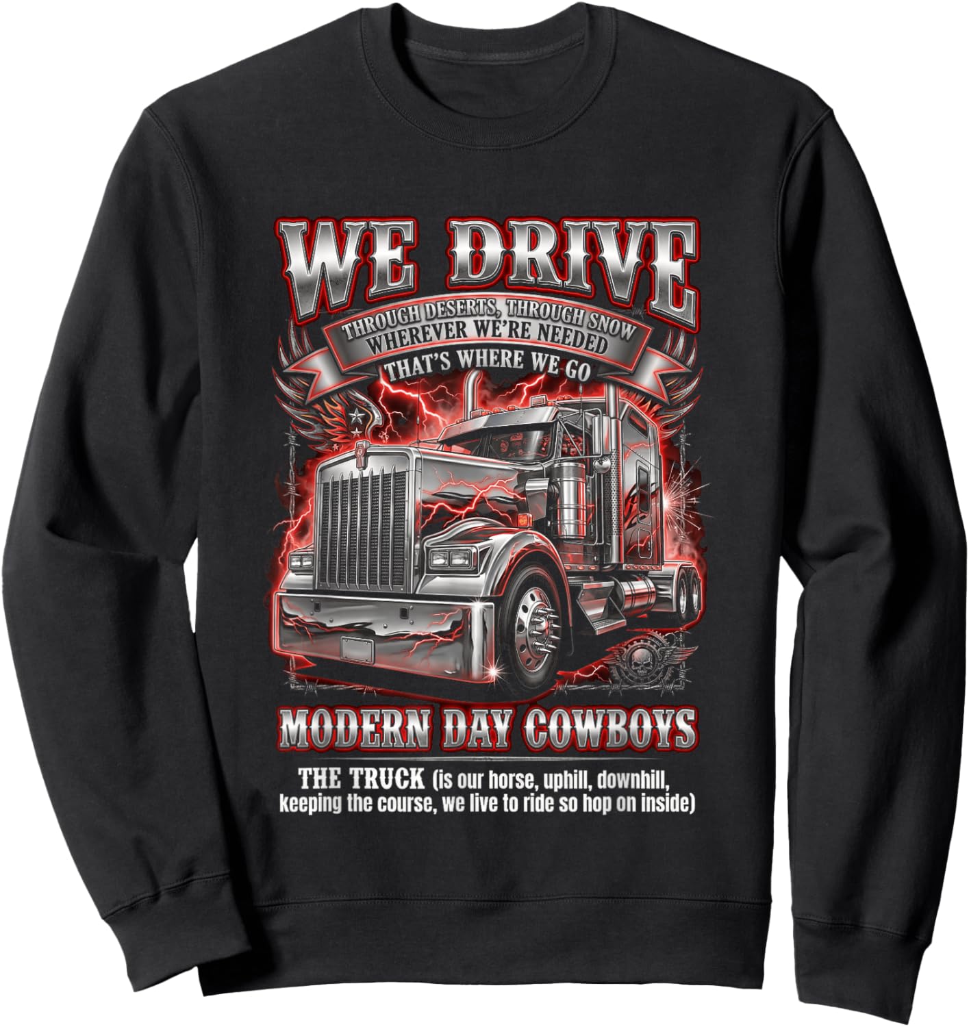 Big Rig Semi Truck Driver Sweatshirt - Sweatshirt | Black