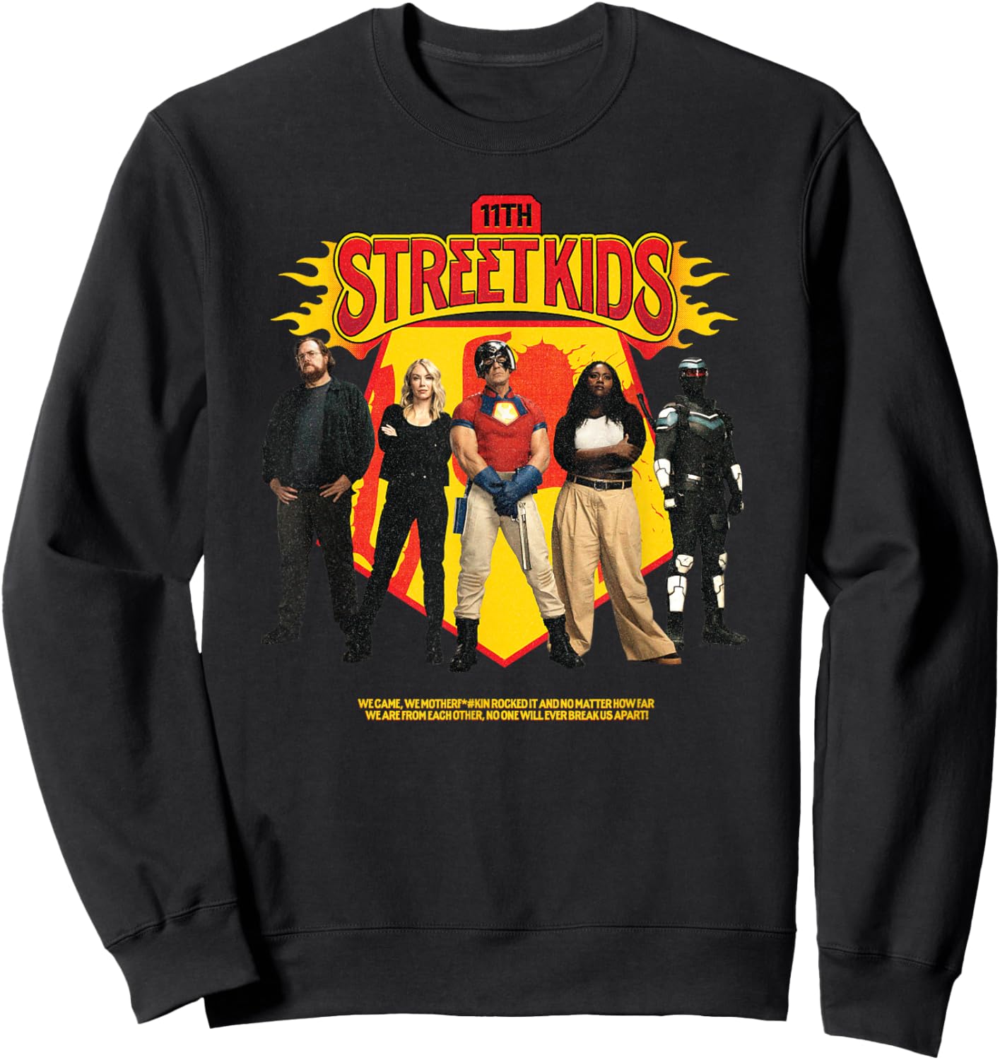 DC Comics Peacemaker 11th Street Kids Distressed Poster Sweatshirt - Sweatshirt | Black
