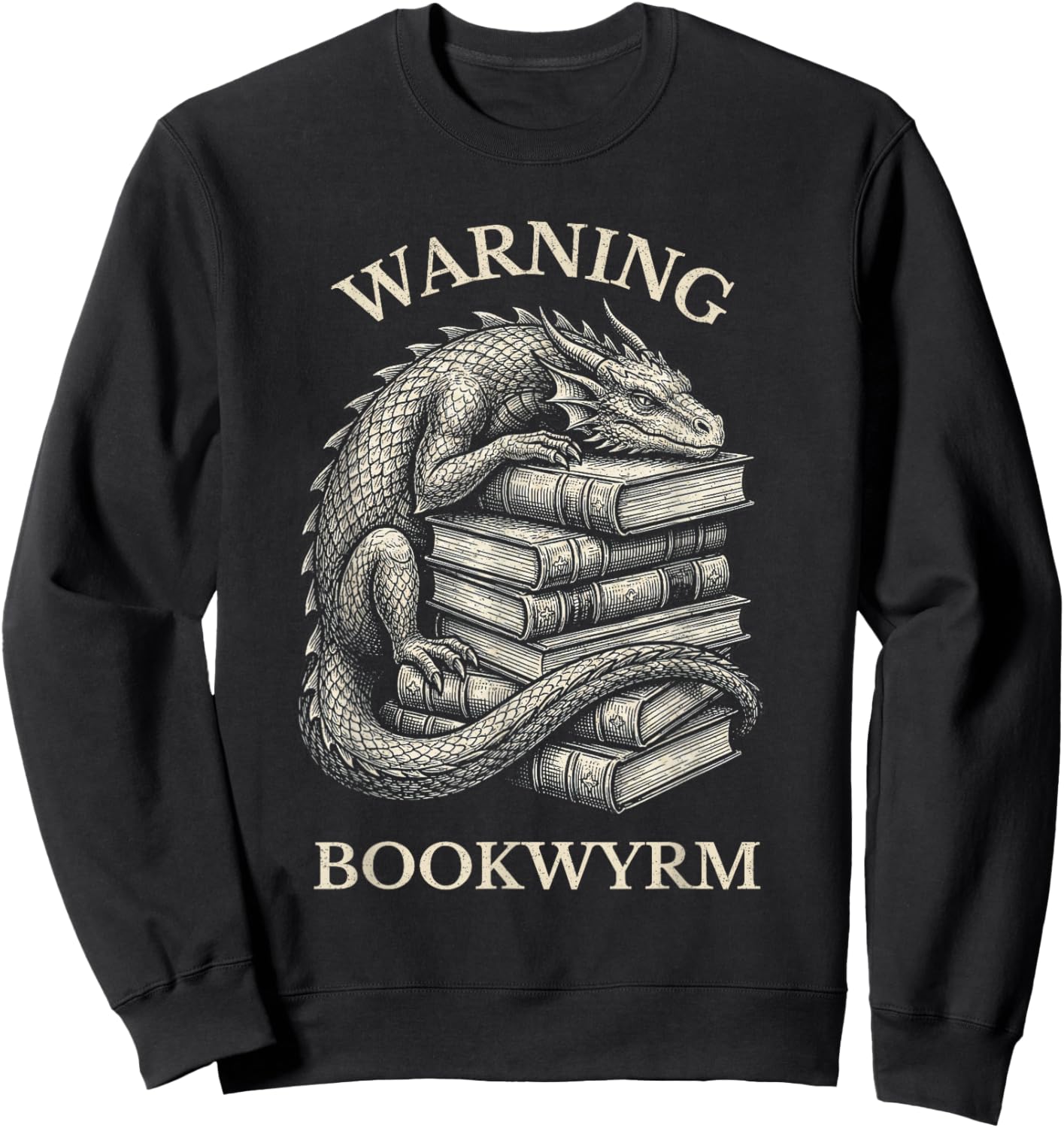 Vintage Dragons & Books Dark Academia Funny Librarian Gift Sweatshirt - Sweatshirt | Black