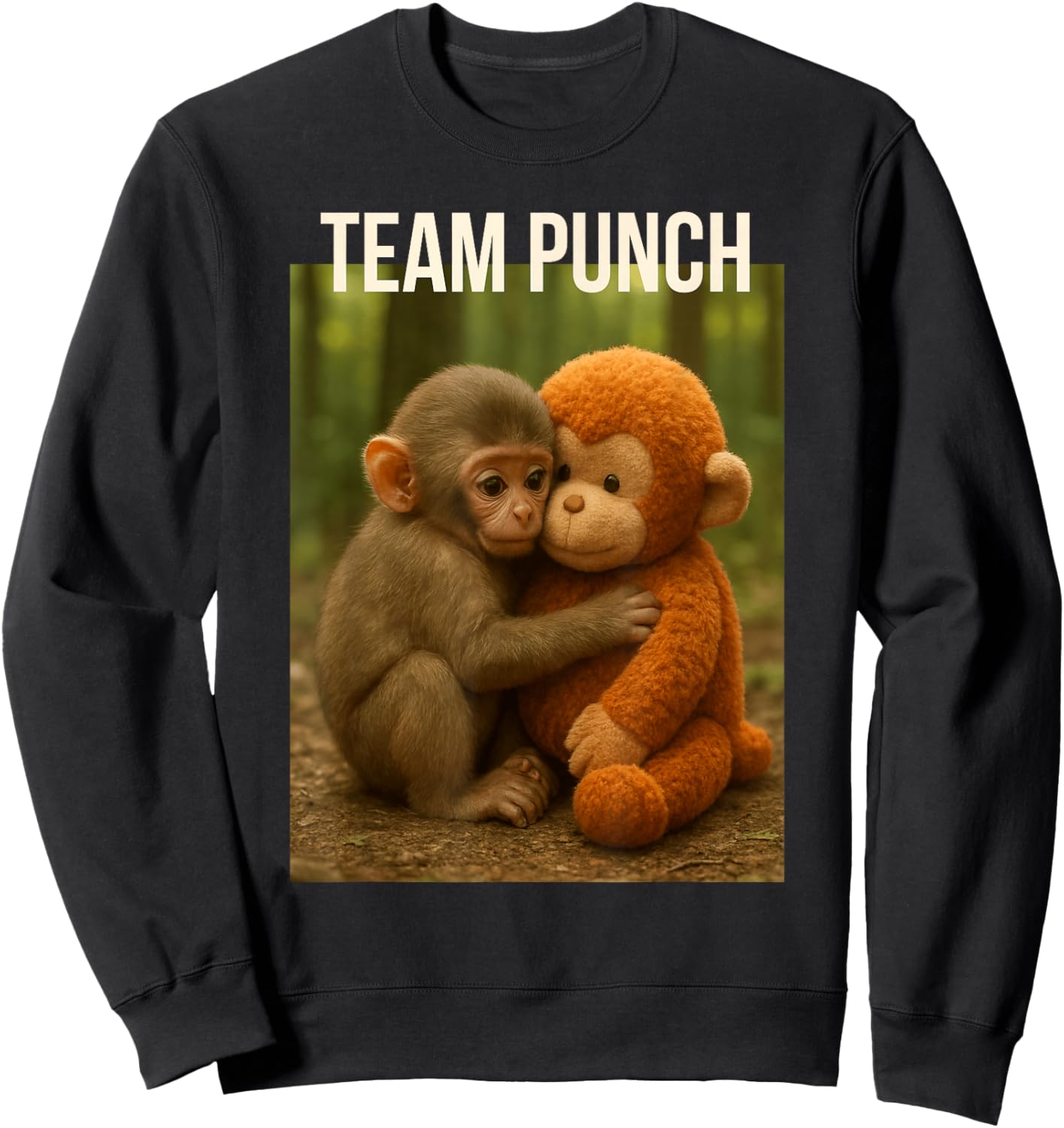 Cute Baby Monkey Punch Trendy Team Punch Zoo Design Sweatshirt - Sweatshirt | Black