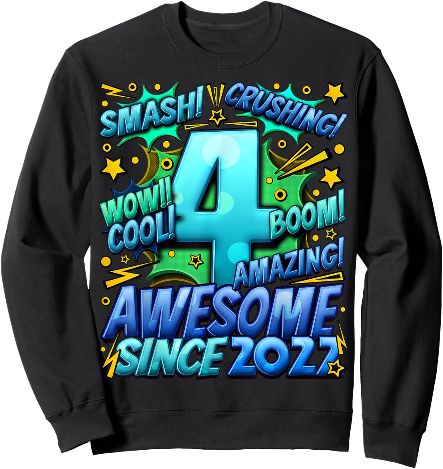 4 Year Old Gifts for Boys 4th Birthday Boy 4 Year Old Boy Sweatshirt - Sweatshirt | Black