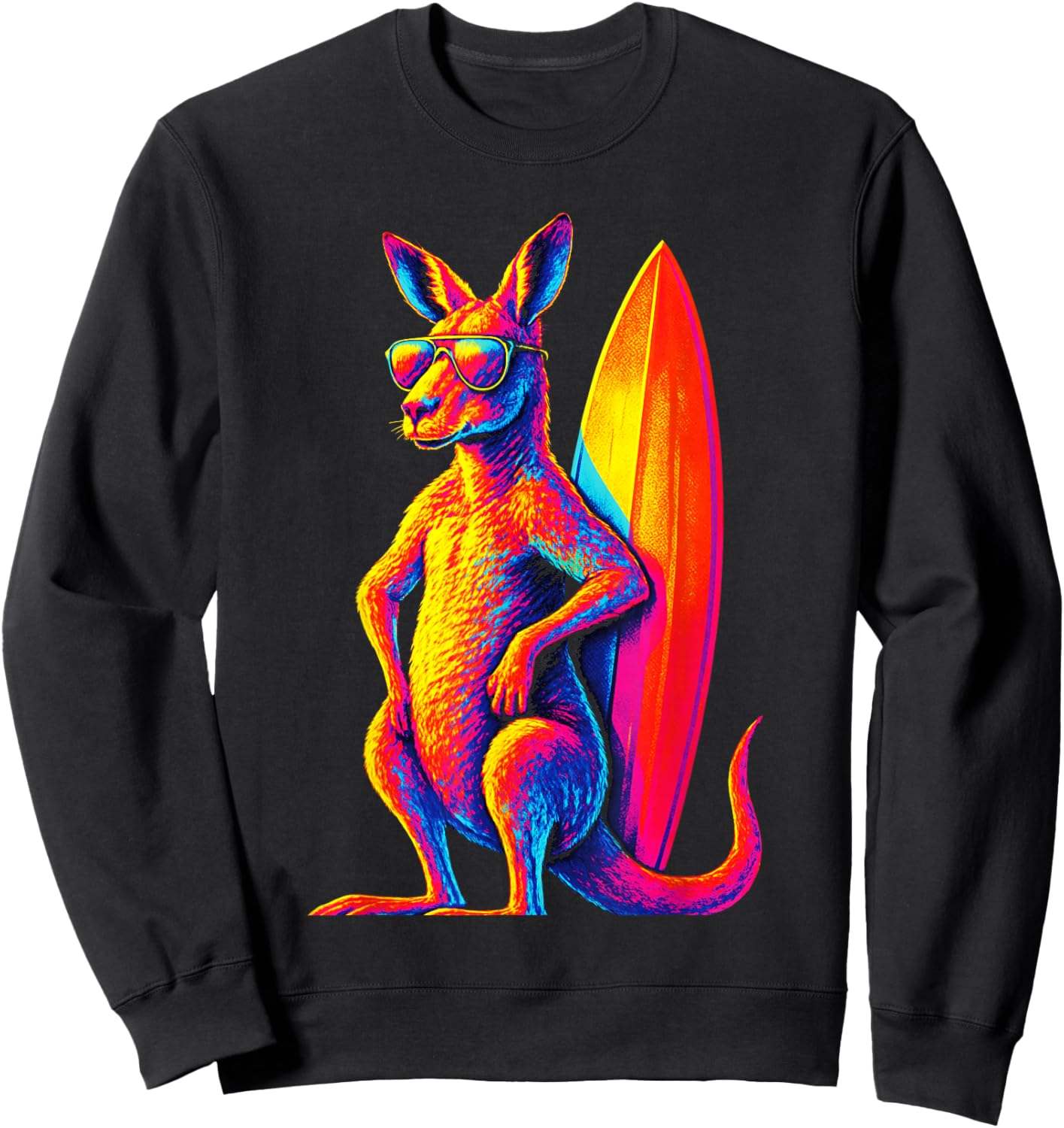 Kangaroo - Surfing Australia Animal Art Sweatshirt - Sweatshirt | Black