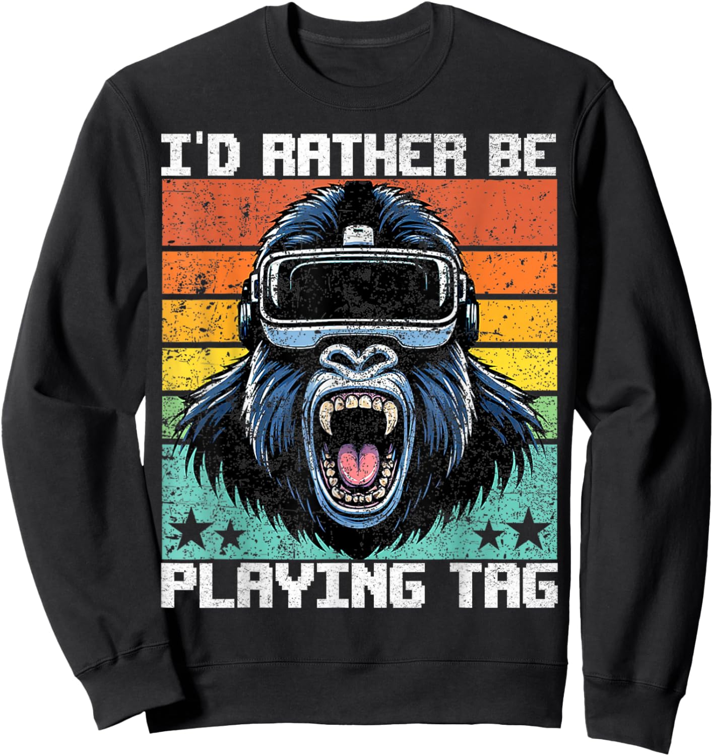 Bruh I'd Rather Be Playing Boys Adult Man Birthday Gorilla Sweatshirt - Sweatshirt | Black