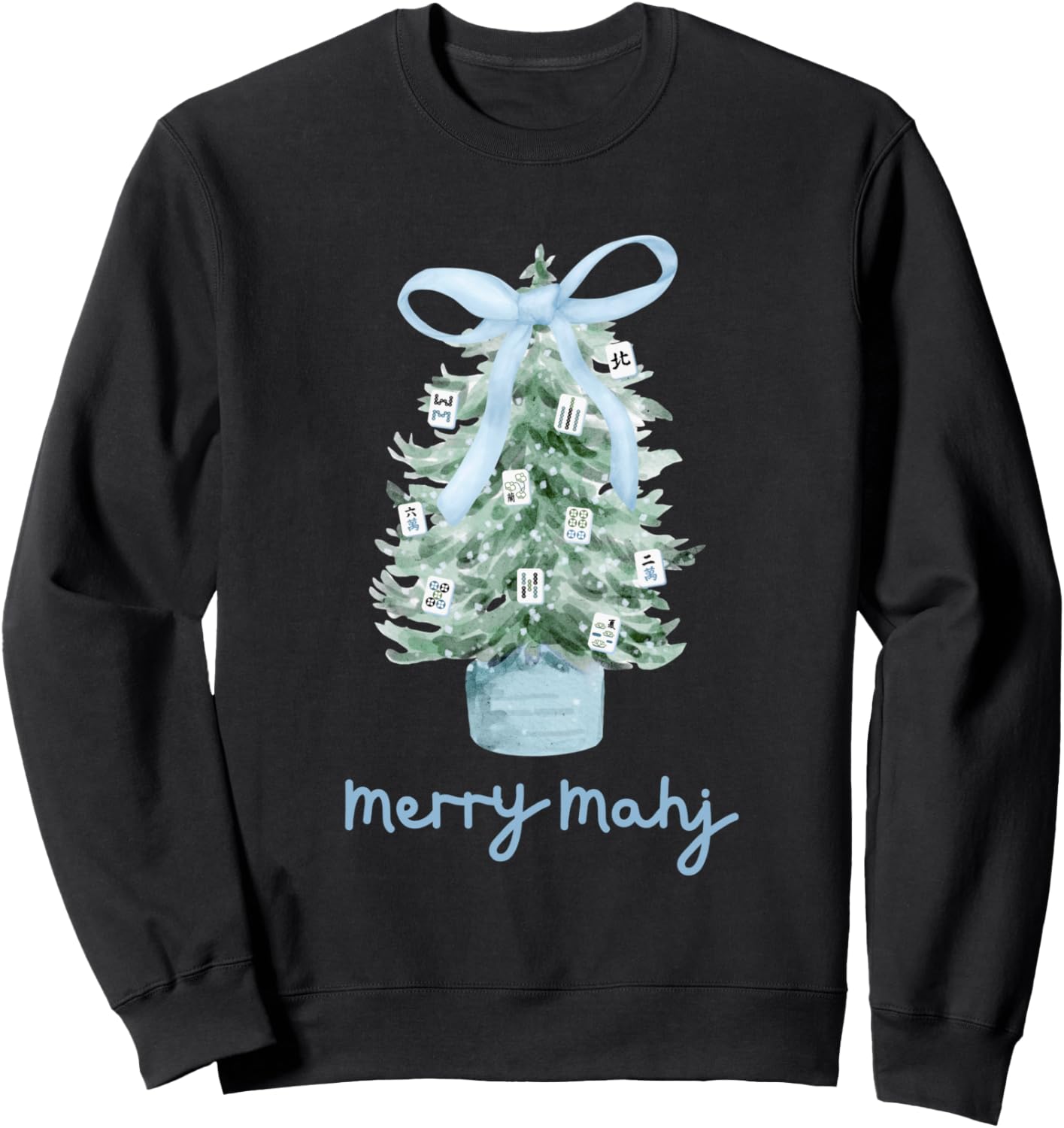 Merry Mahj Christmas Mahjong Sweatshirt - Sweatshirt | Black
