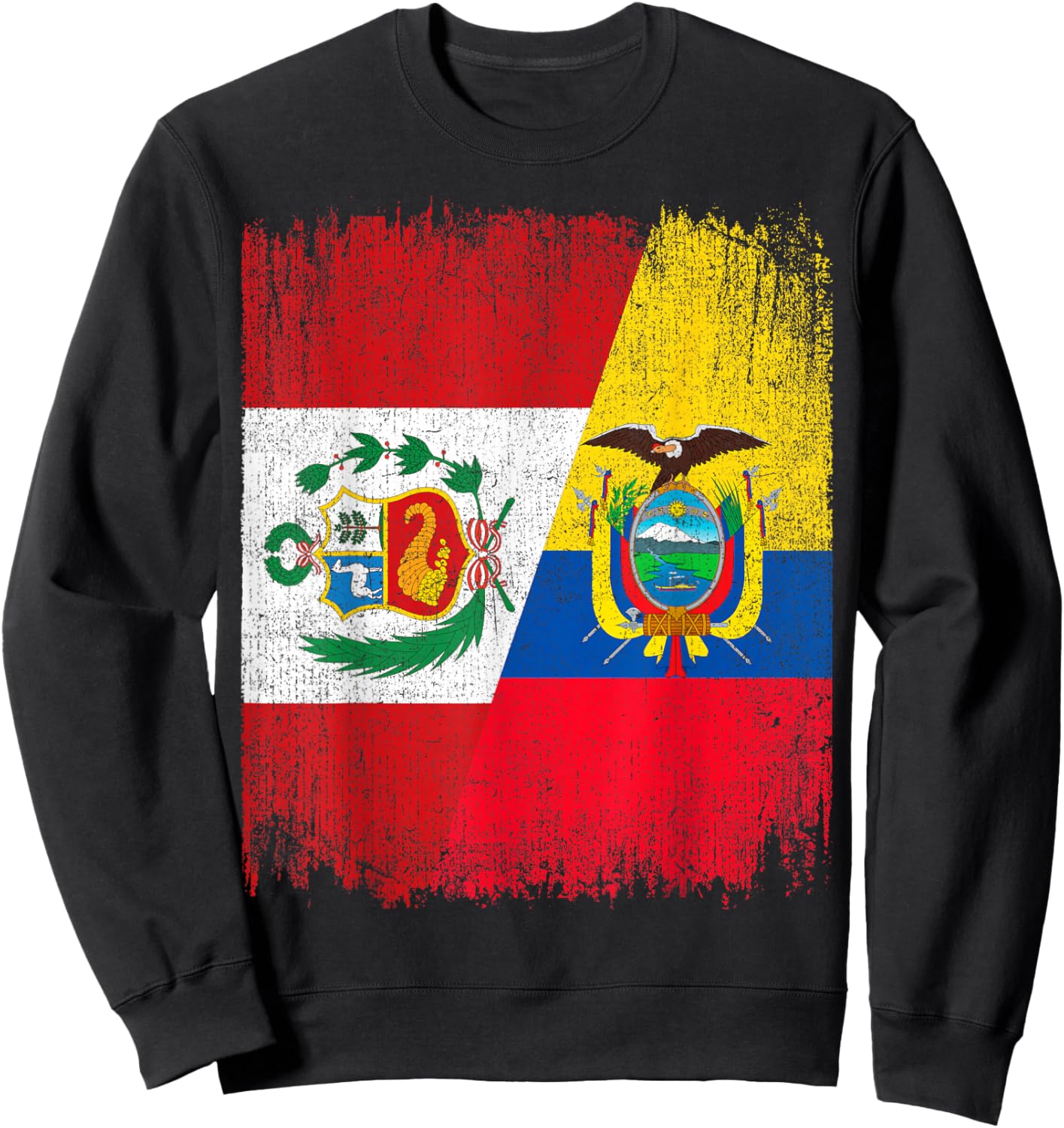 Half Ecuador Peru Split Flag Ecuadorian Peruvian Pride Roots Sweatshirt - Sweatshirt | Black