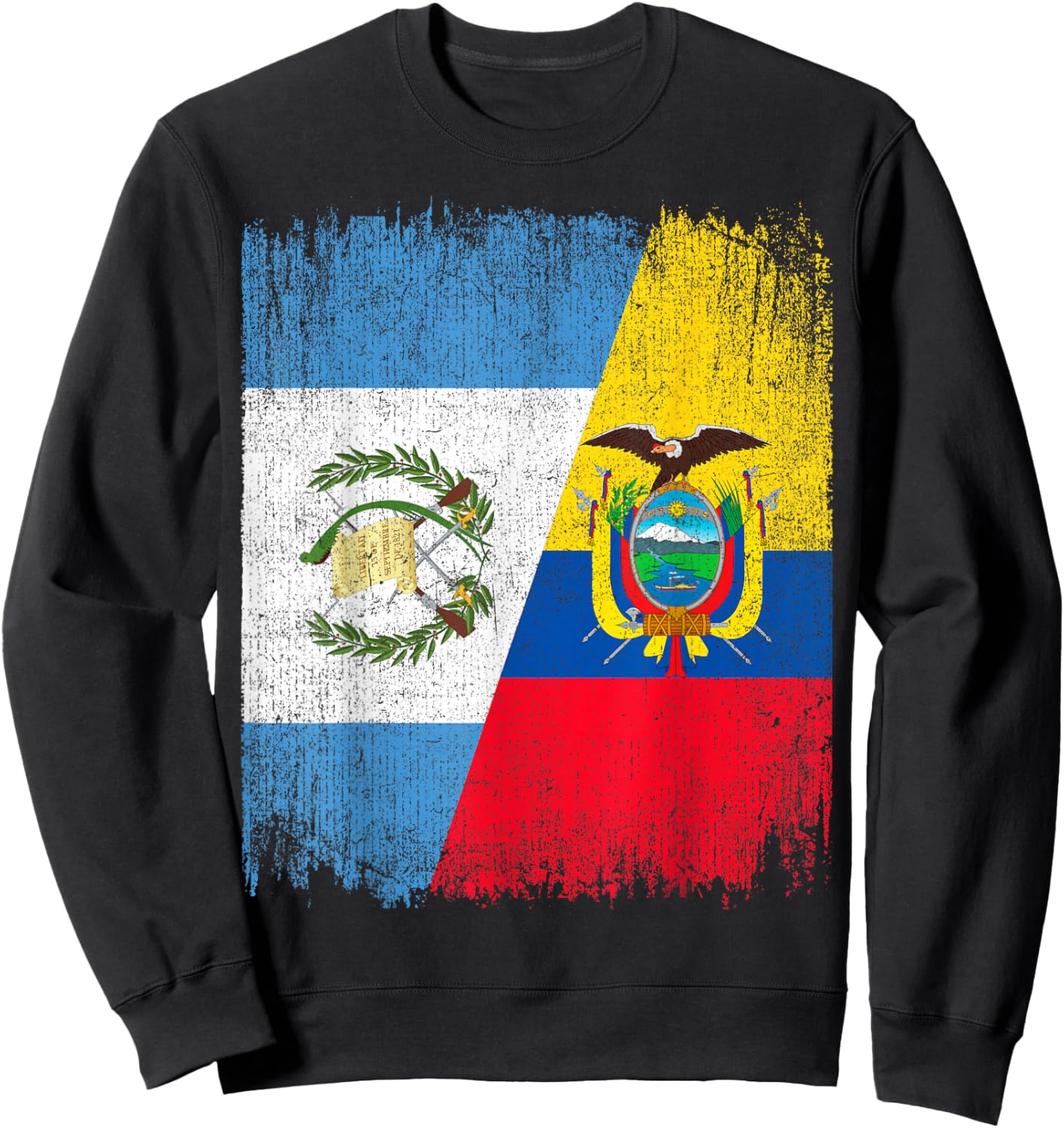 Half Guatemala Ecuador Split Flag Guatemalan Pride Roots Sweatshirt - Sweatshirt | Black