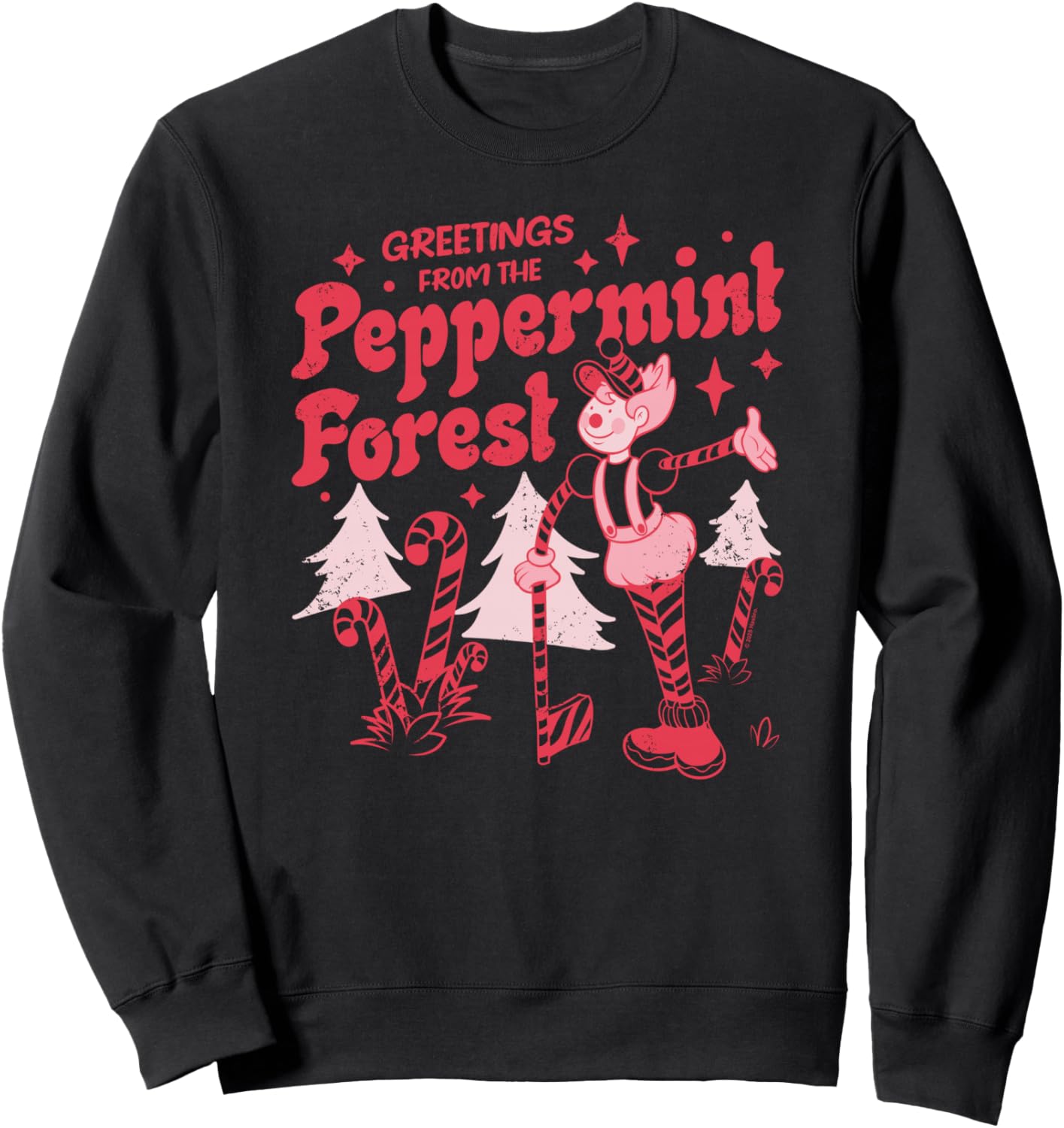 Candy Land Greetings From The Peppermint Forest Retro Poster Sweatshirt - Sweatshirt | Black