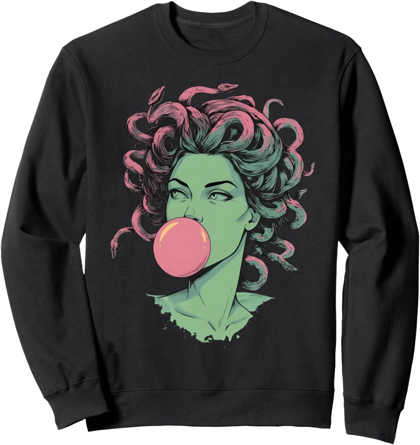 Medusa Bubblegum Mythological Snake Hair Goddess Feminist Sweatshirt - Sweatshirt | Black