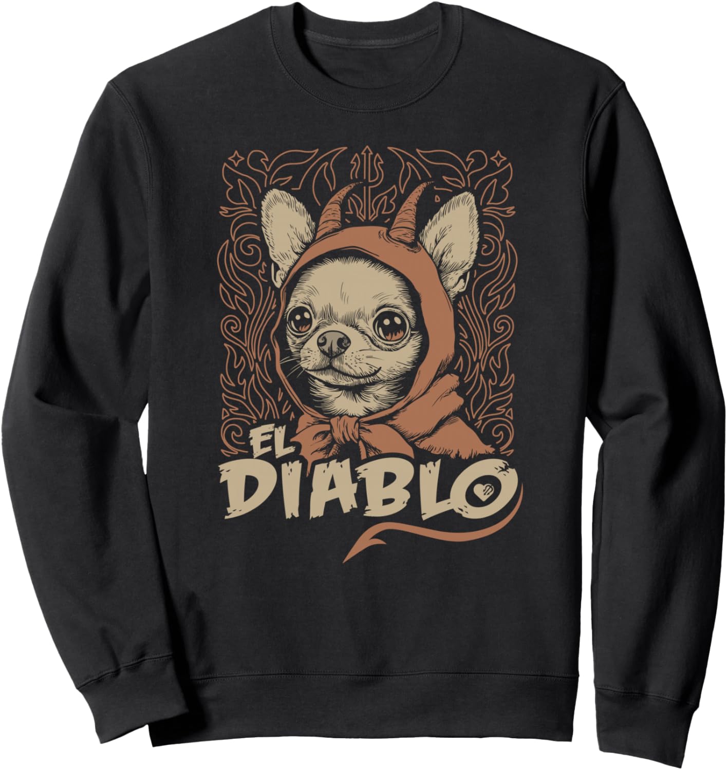 Funny Chihuahua El Diablo Cute Little Devil Vintage Dog Sweatshirt - Sweatshirt | Black