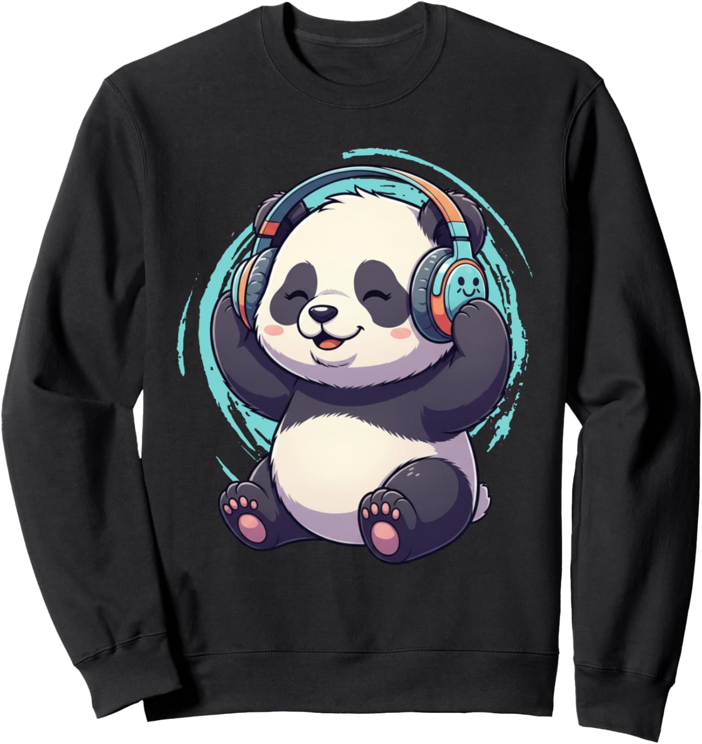 Cute Dj Panda With Headphones Kawaii Sweatshirt - Sweatshirt | Black