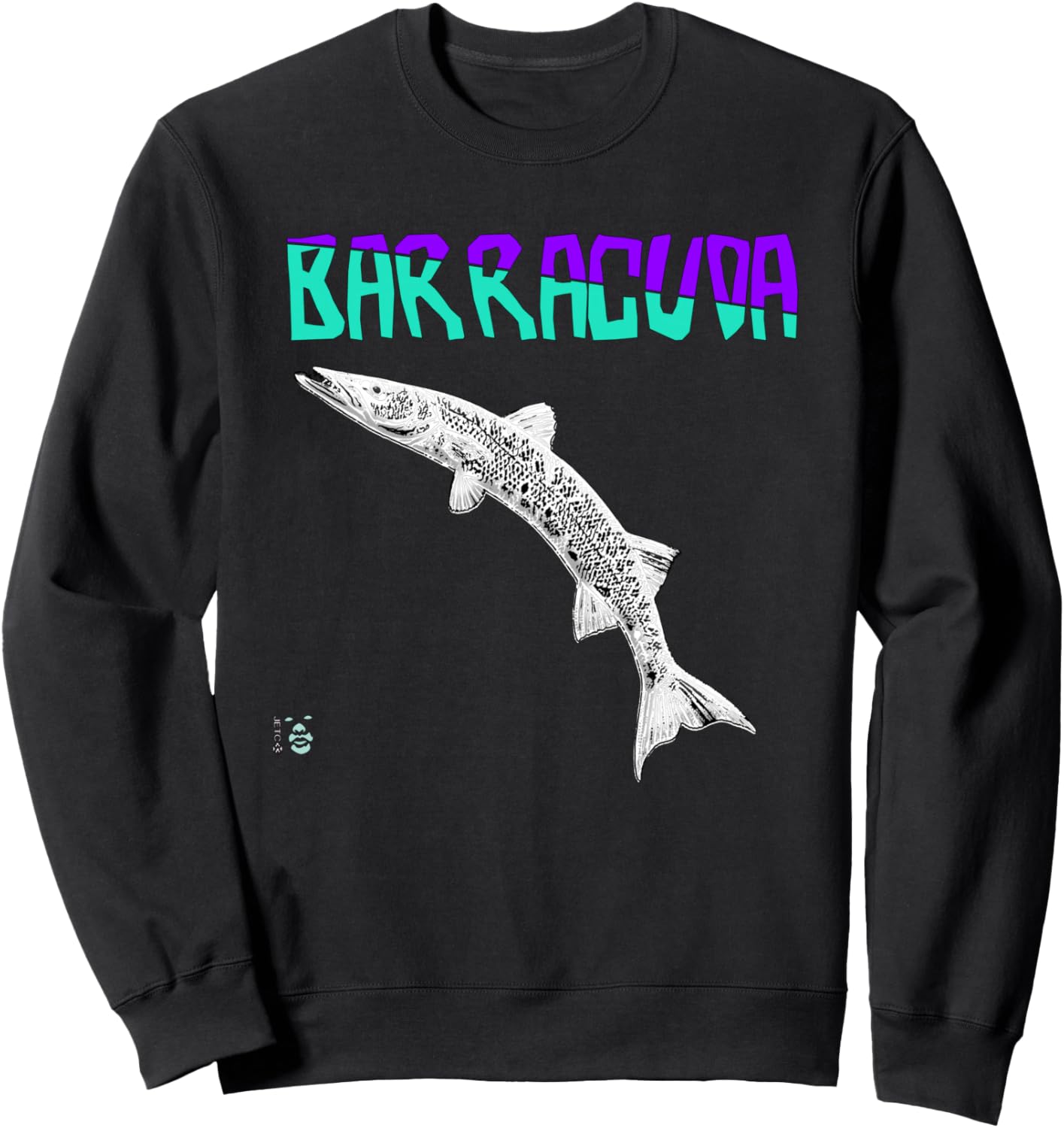 Funny Barracuda Fish Half Colors Aqua/Purple Sweatshirt - Sweatshirt | Black