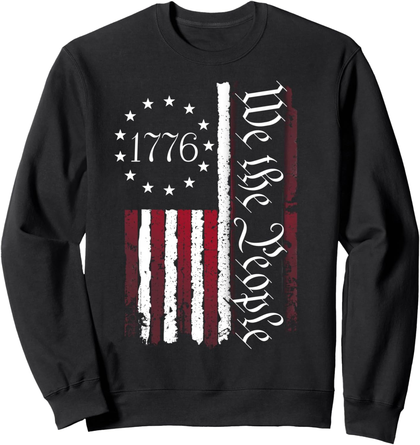 1776 Betsy Ross Flag 13-Star Ring Vintage USA Flag Sweatshirt - Sweatshirt | Black