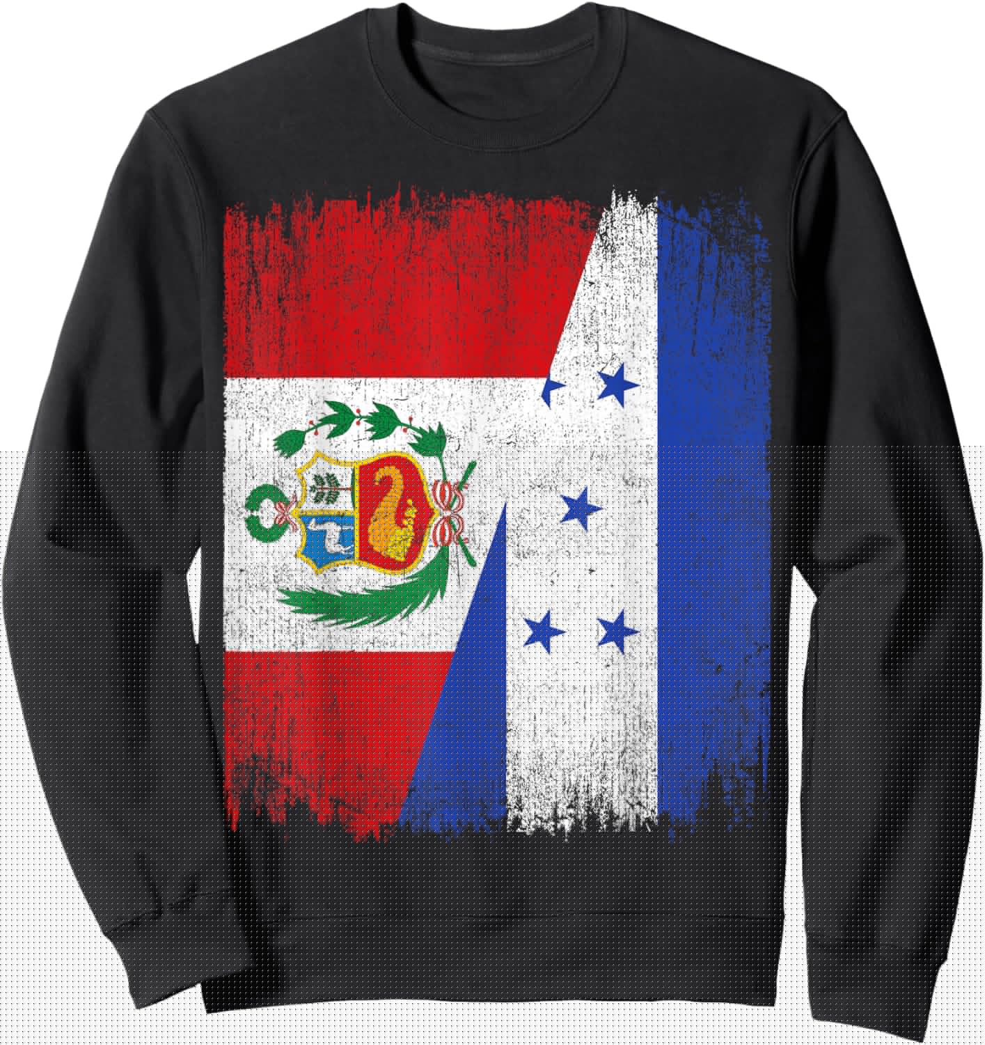 Half Honduras Peru Split Flag Honduran Peruvian Pride Roots Sweatshirt - Sweatshirt | Black