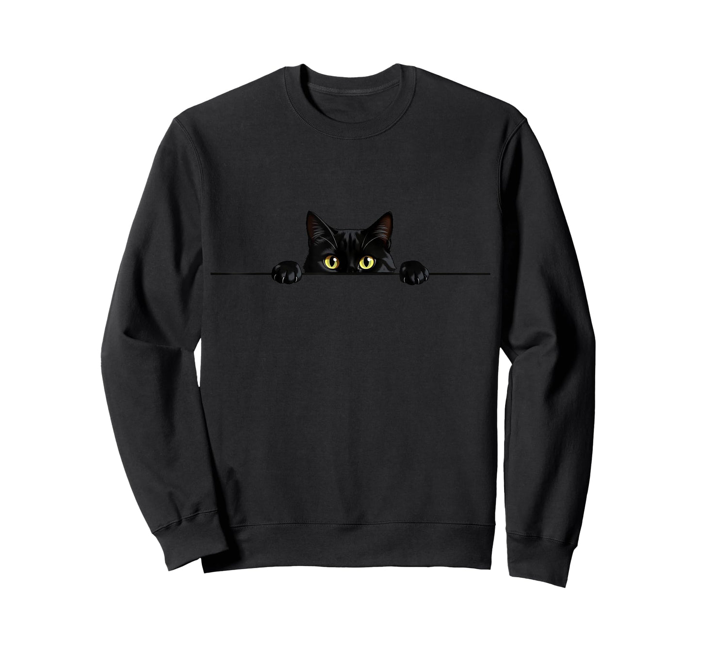 Black Kitten with Yellow Eyes Peeking Cute Design T-Shirt