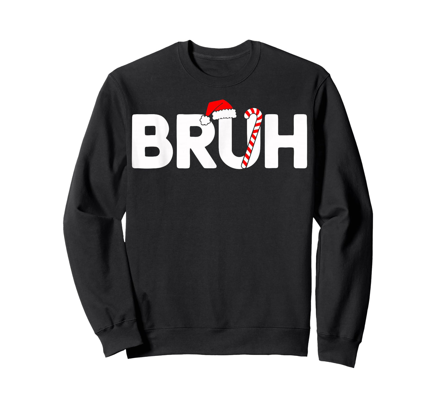Bruh Funny Christmas Santa Hat Teens Boys Kids Xmas Pajamas T-Shirt