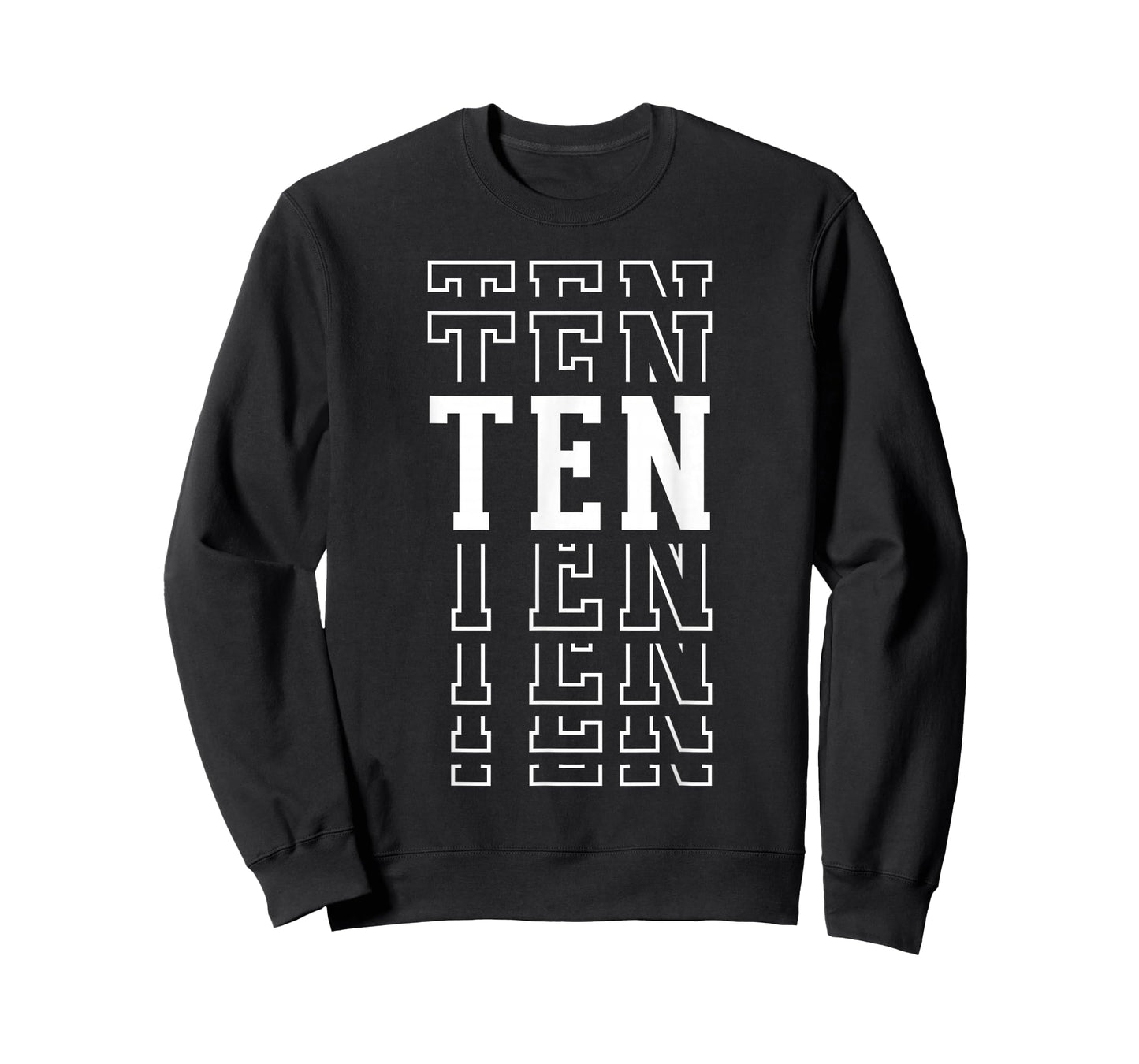 Ten 10th Birthday Layered Text 10 Year Old T-Shirt