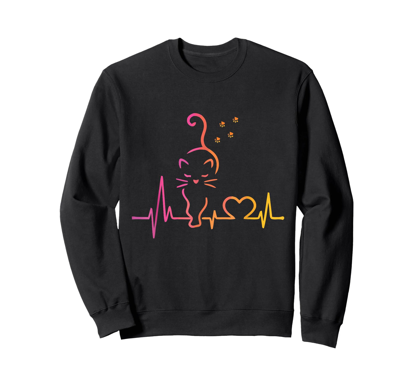 Heartbeat Cat Lover Animal Silhouette Cute Cat T-Shirt