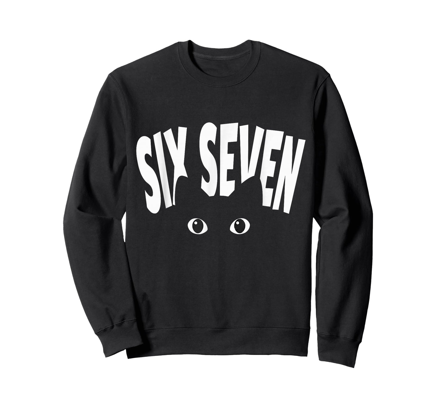 Funny 6-7 Meme Design Six Seven Peeking Cat Graphic T-Shirt