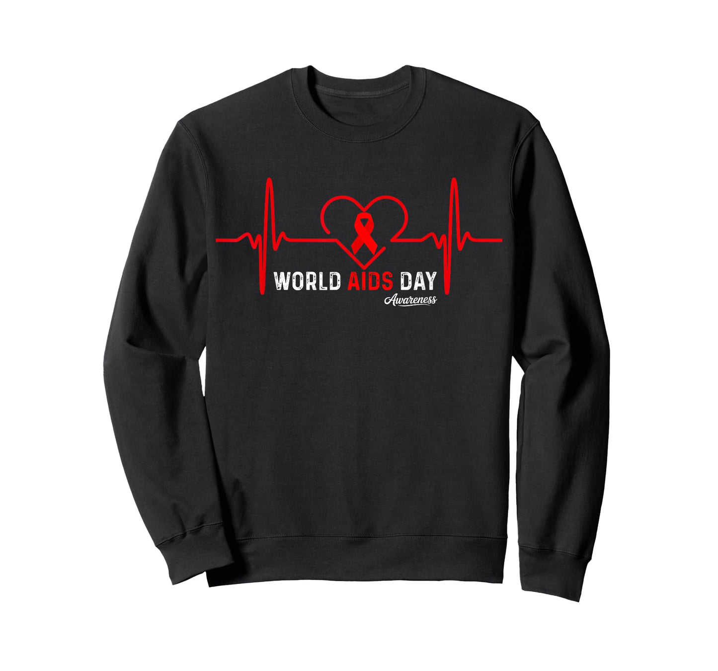 Heartbeat Red Ribbon HIV Awareness World AIDS Day Lover T-Shirt