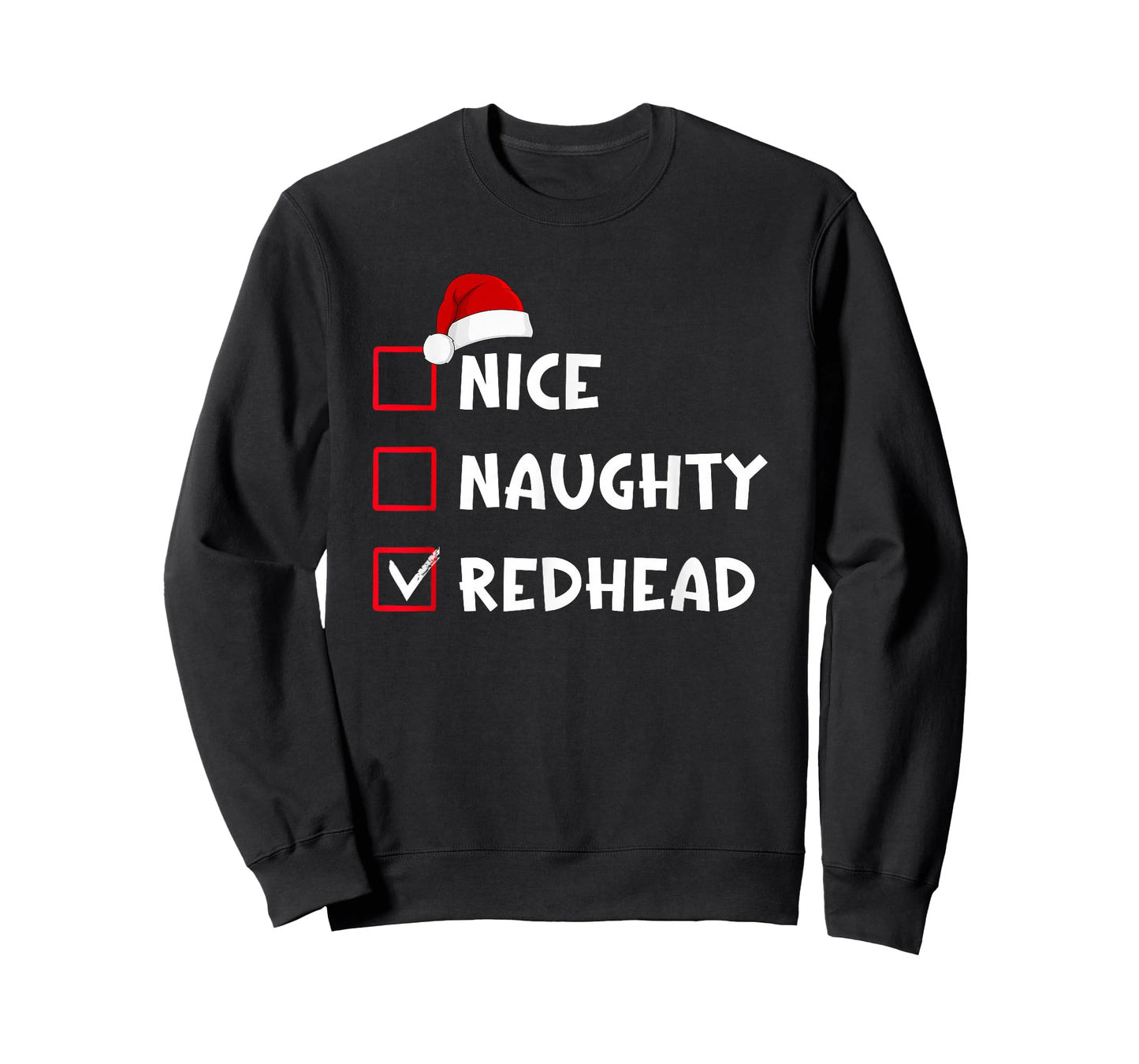 Nice Naughty Redhead Funny Christmas List T-Shirt