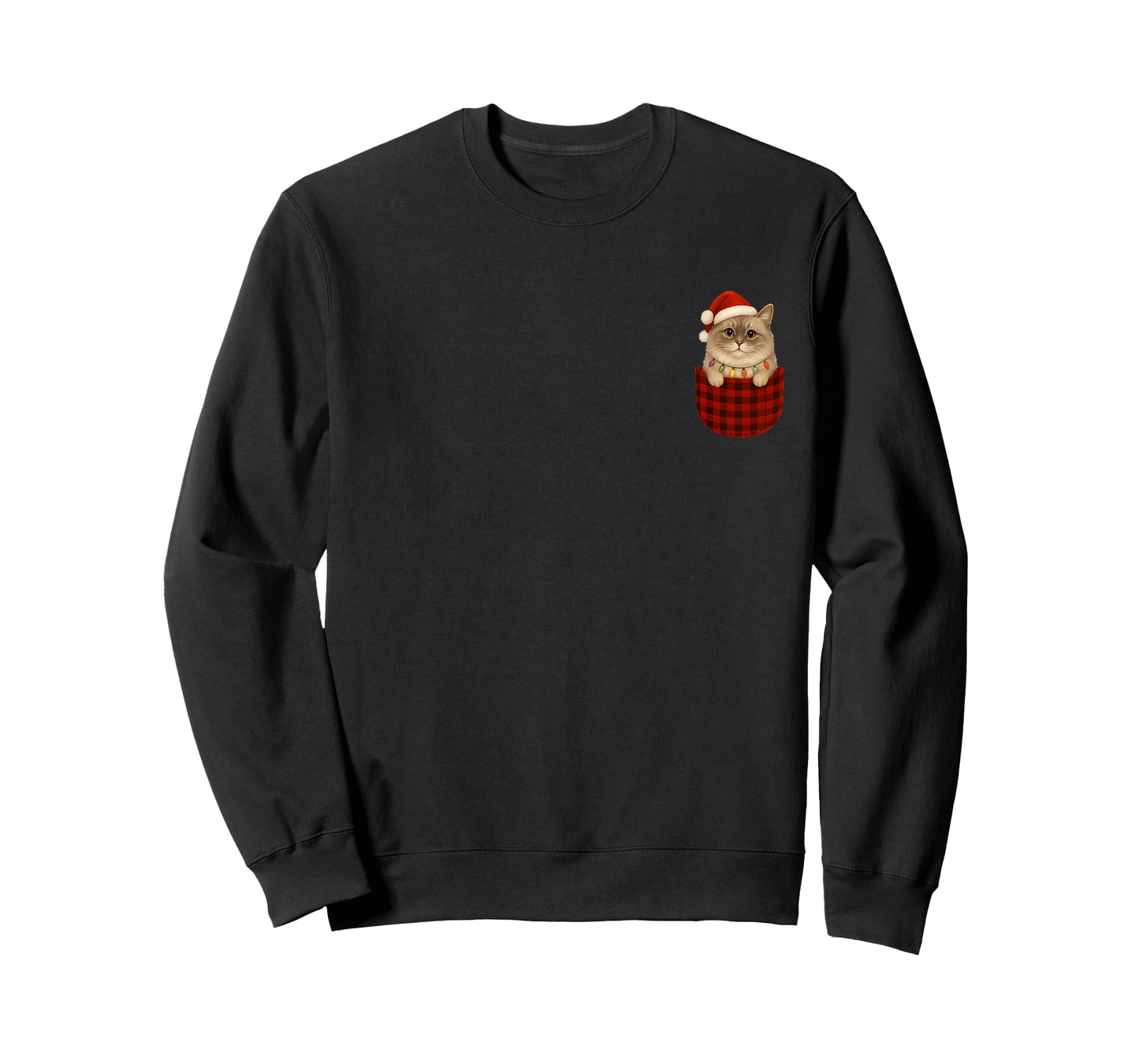 Siberian Cat Buffalo Red Plaid Pocket Christmas Cat Lovers T-Shirt