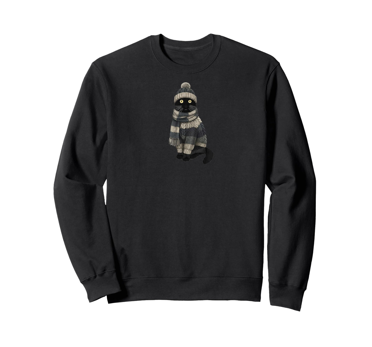 Black Cat in Knitwear for Catlovers Funny Kitten T-Shirt