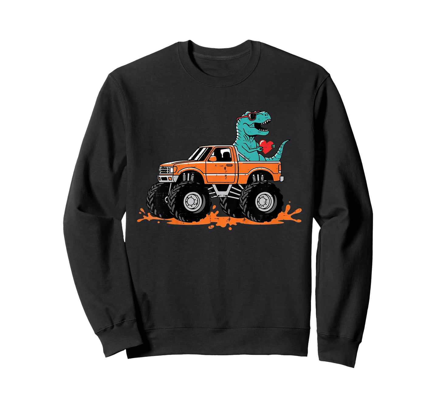 Kids Valentines Day Dino Trex Monster Truck Cool Boys Kids Youth T-Shirt