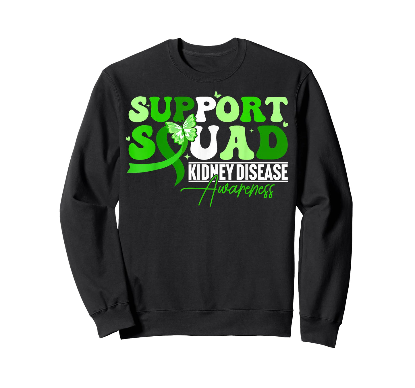 Support Squad Green Butterfly Ribbon Chronic Kidney Disease T-Shirt