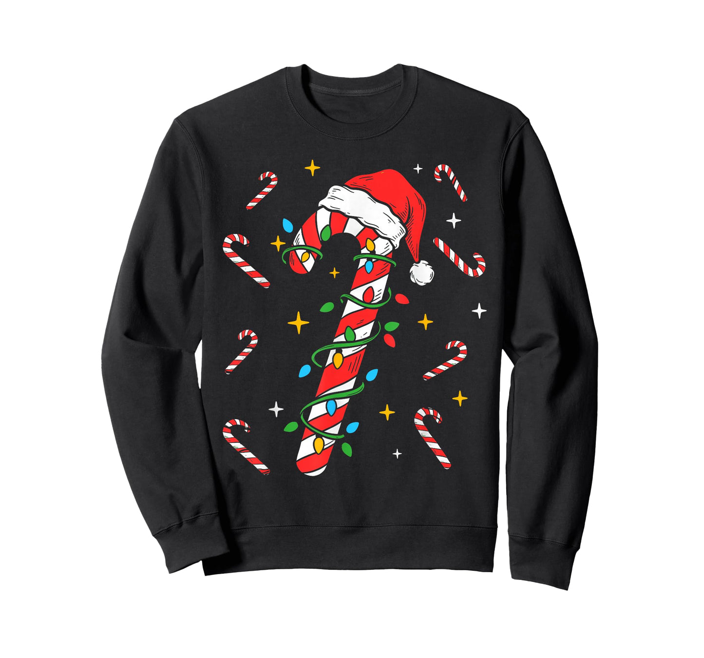 Candy Cane Christmas Shirt Santa Hat Family Matching Xmas T-Shirt