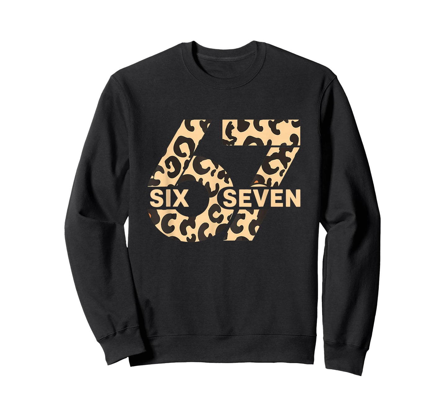 Six Seven Meme 6-7 Number Leopard Print Gen Z Gen Alpha T-Shirt