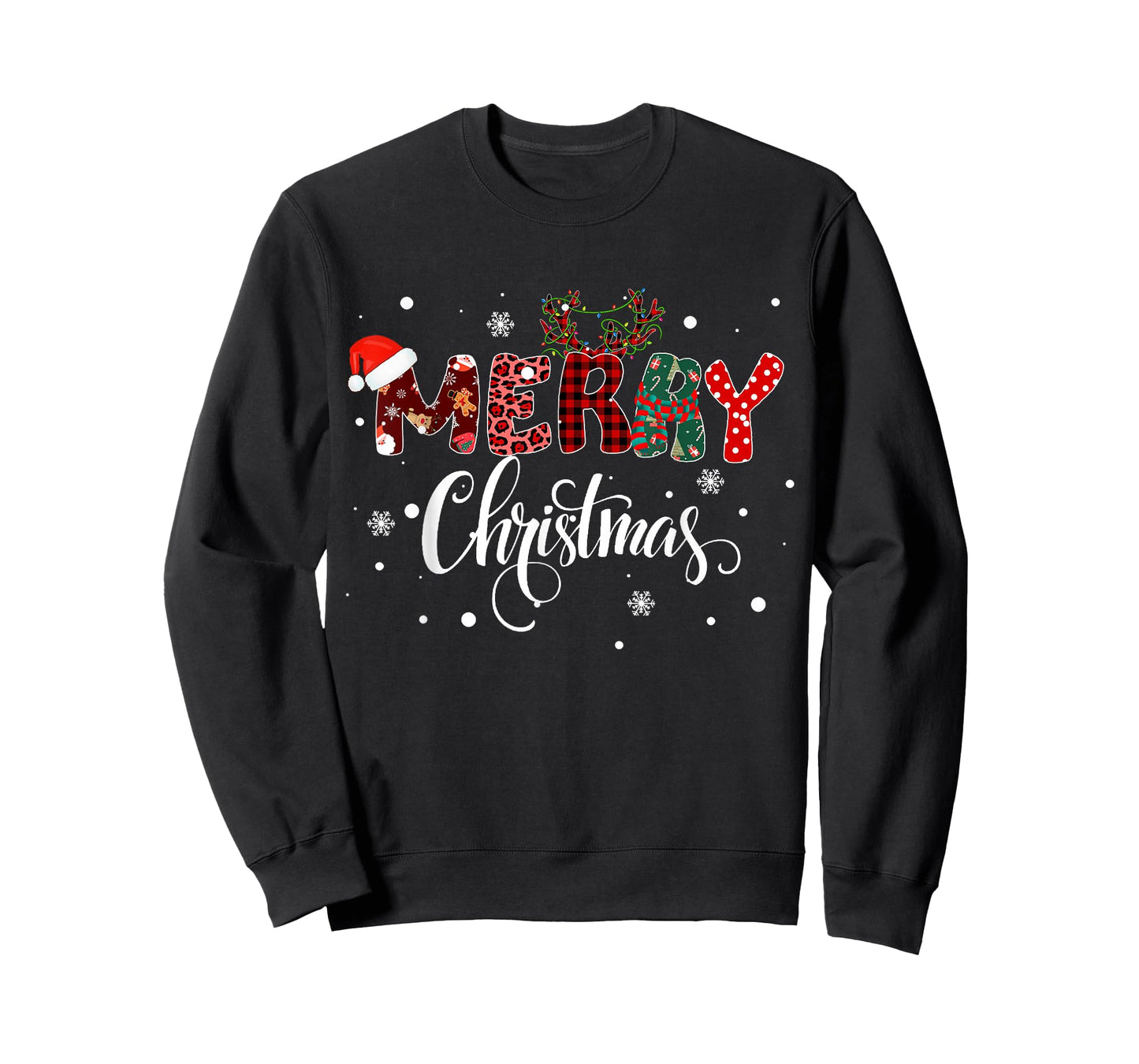 Merry Christmas Lights Red Santa Hat Xmas Family Men Women T-Shirt